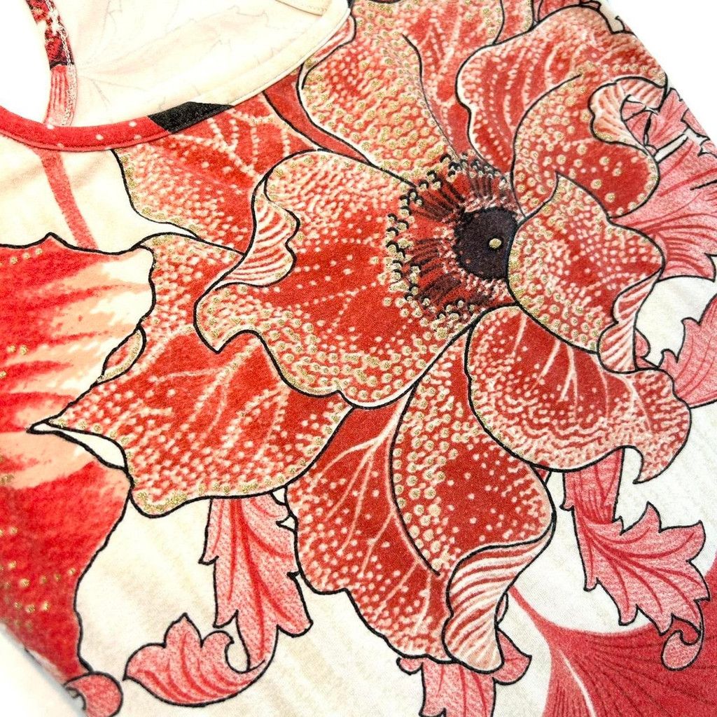 Just Cavalli y2k Cavalli white tank top red and black floral print Size XS / US 0-2 / IT 36-38 - 7 Thumbnail