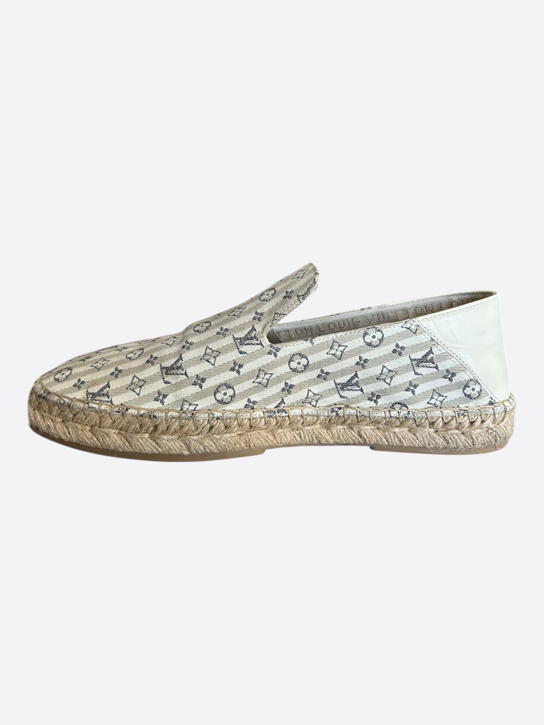 Louis Vuitton White & Beige Bidart Striped Monogram Espadrilles Size US 9 / EU 42 - 6 Thumbnail