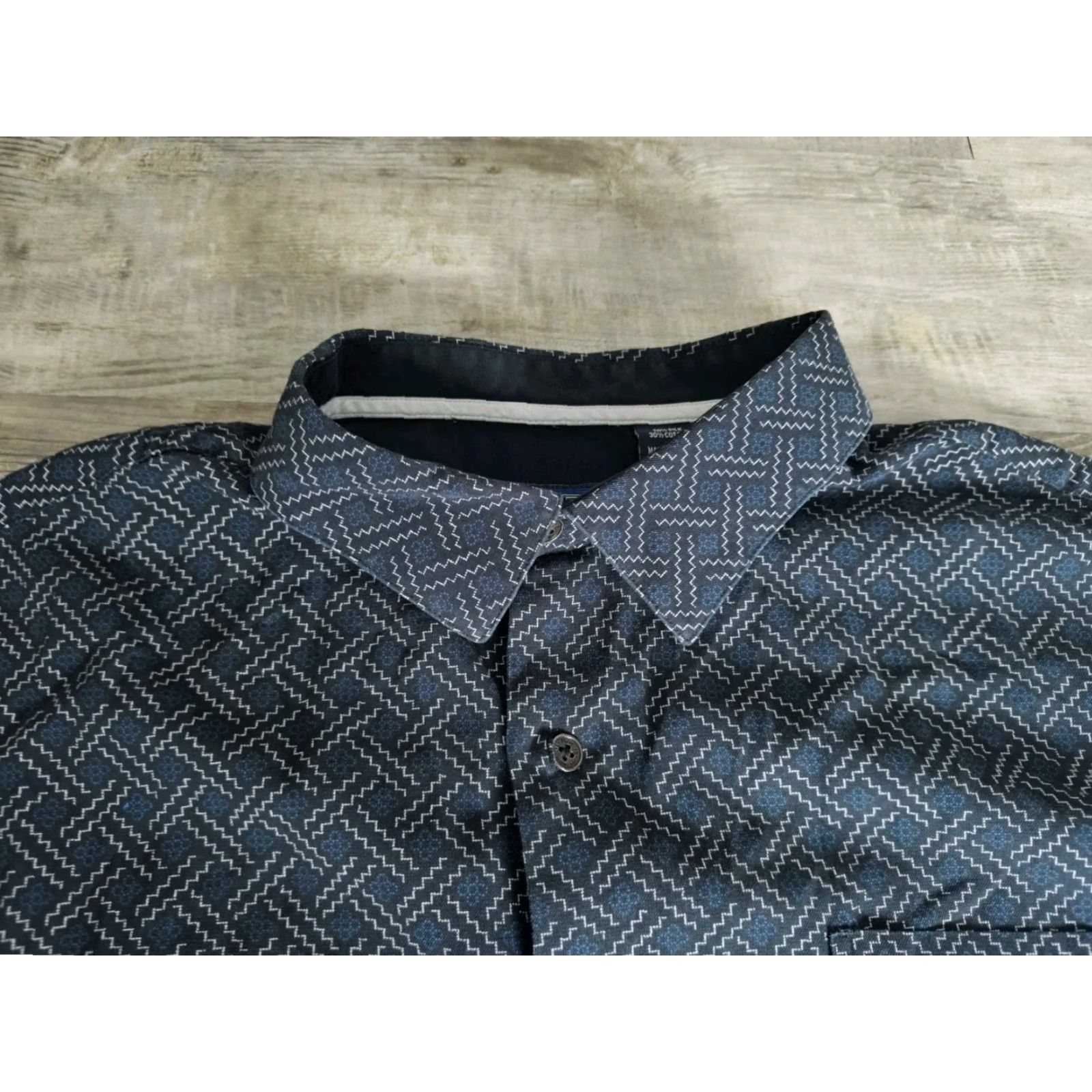 Nat Nast Nat Nast Button-Up Shirt Mens 2XL Blue Geometric Silk Blend Short Sleeve Casual Nautical Size US XXL / EU 58 / 5 - 4 Thumbnail