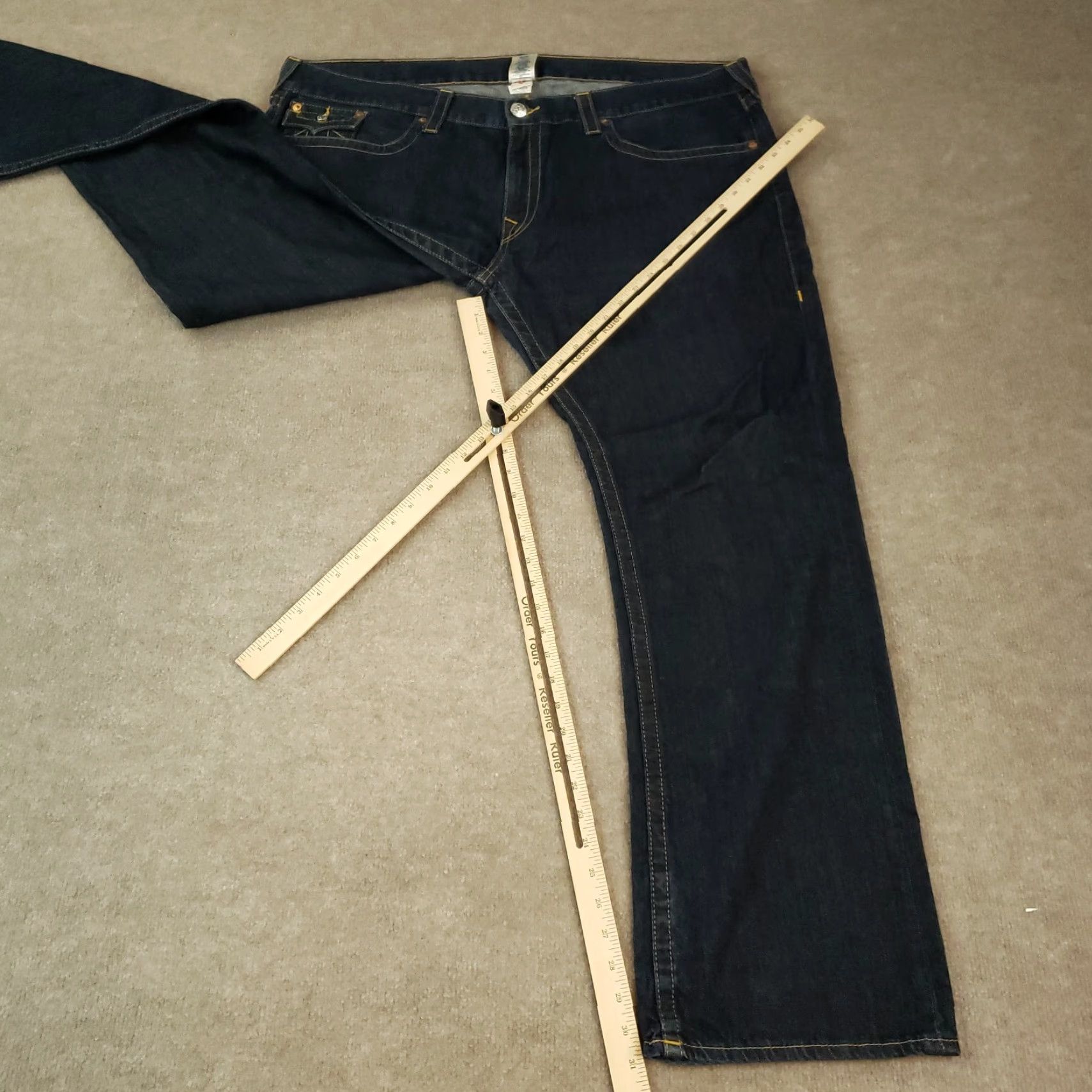 True Religion True Religion Pants Mens Size 44x31 Blue Denim Straight Leg Casual Zipper Pants Mens 44 Blue Denim Straight Inseam 31 Size US 44 / EU 60 - 2 Thumbnail