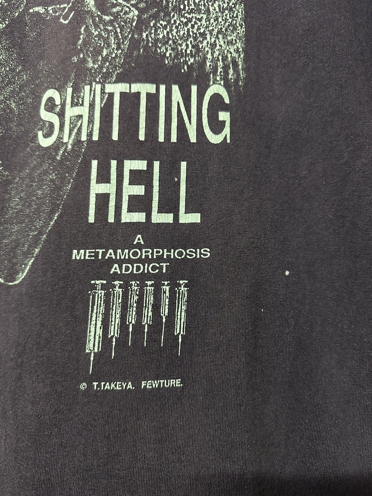 Anime × Vintage Vintage 90s Shitting Hell Horror Art Sun Faded Tee Size US L / EU 52-54 / 3 - 3 Thumbnail