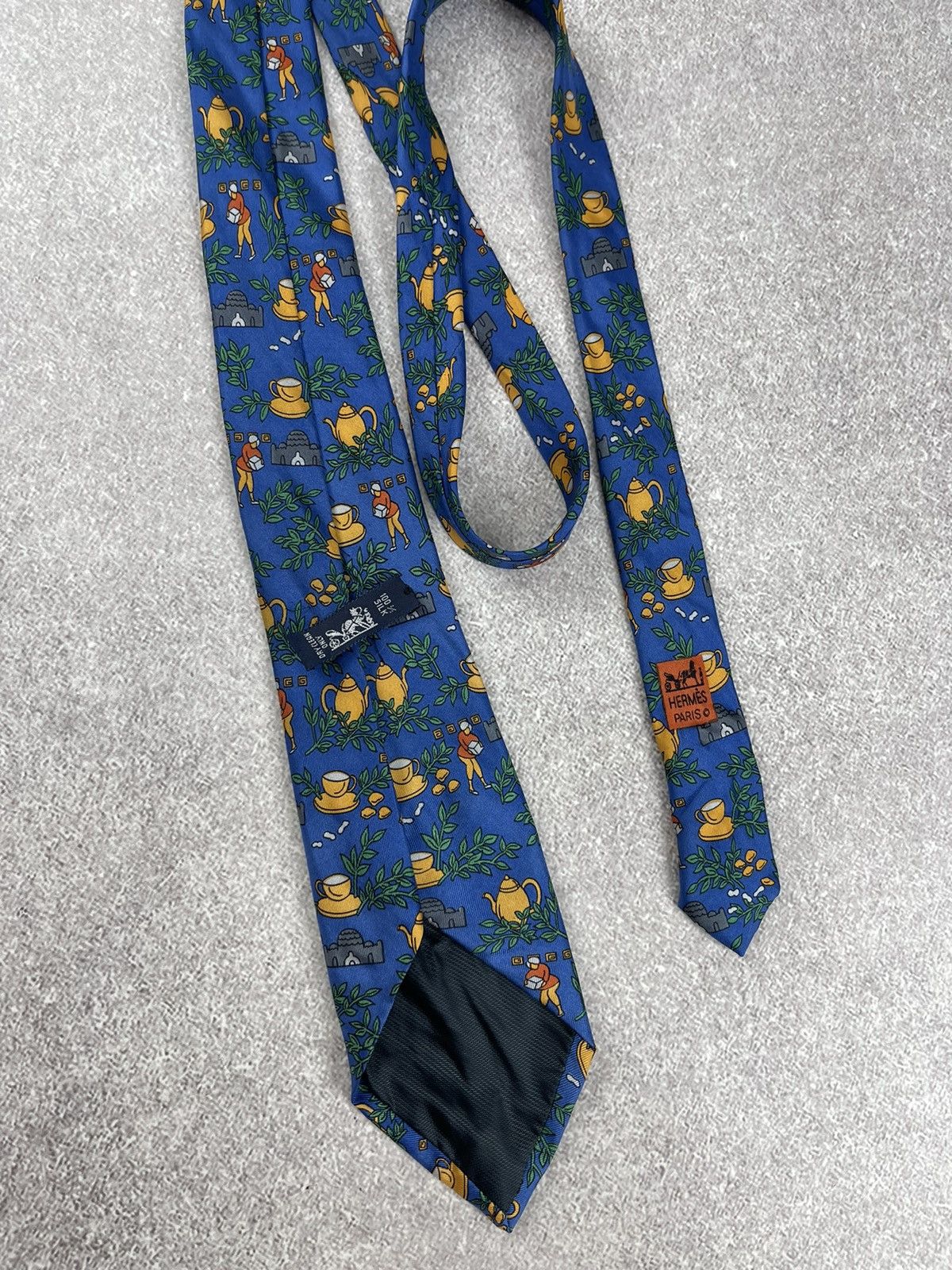 Hermes × Vintage Vintage Hermes Paris Silk Tie Blue Size ONE SIZE - 1 Thumbnail