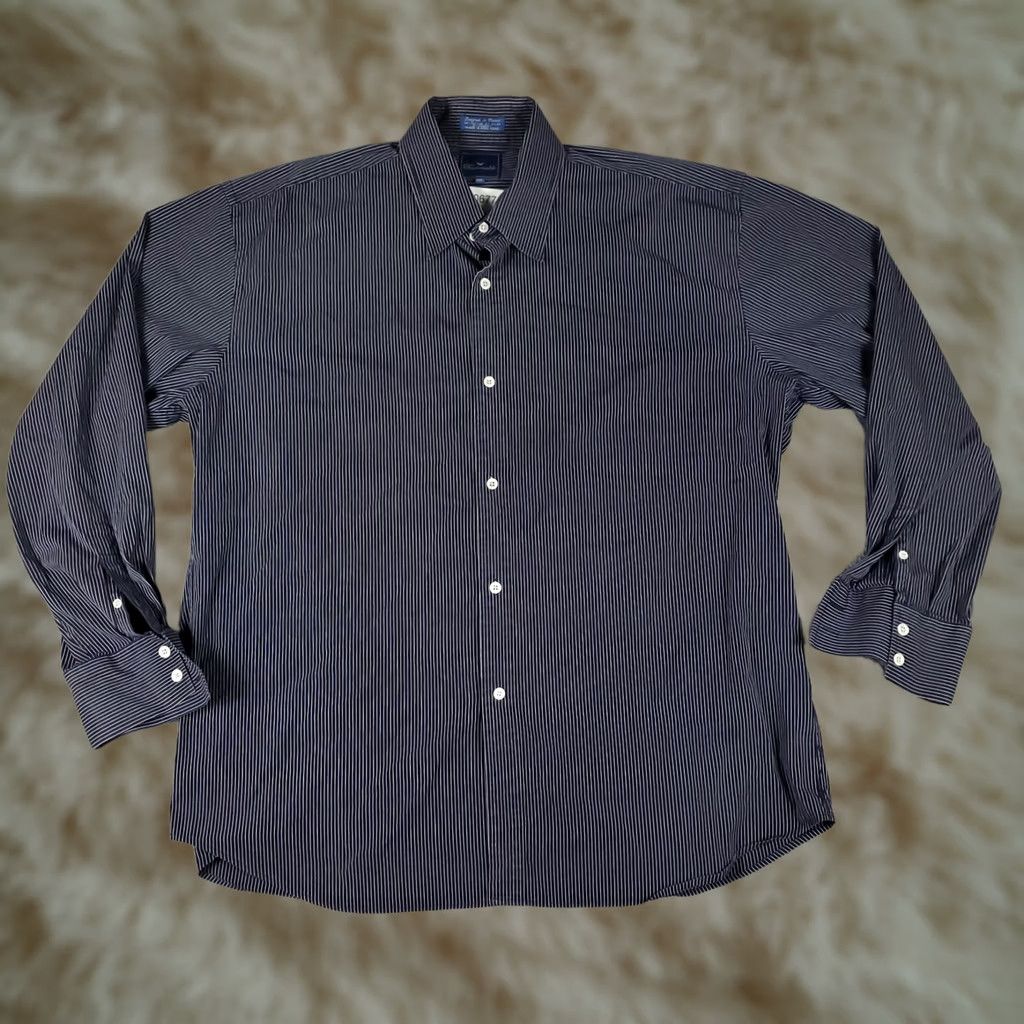 Faconnable Façonnable Shirt Mens 2XL Purple Striped Button-Up Long Sleeve Casual Dress Shirt Button-Down Collar Men’s Classic Colorful Modern Preppy Size US XXL / EU 58 / 5 - 1 Thumbnail