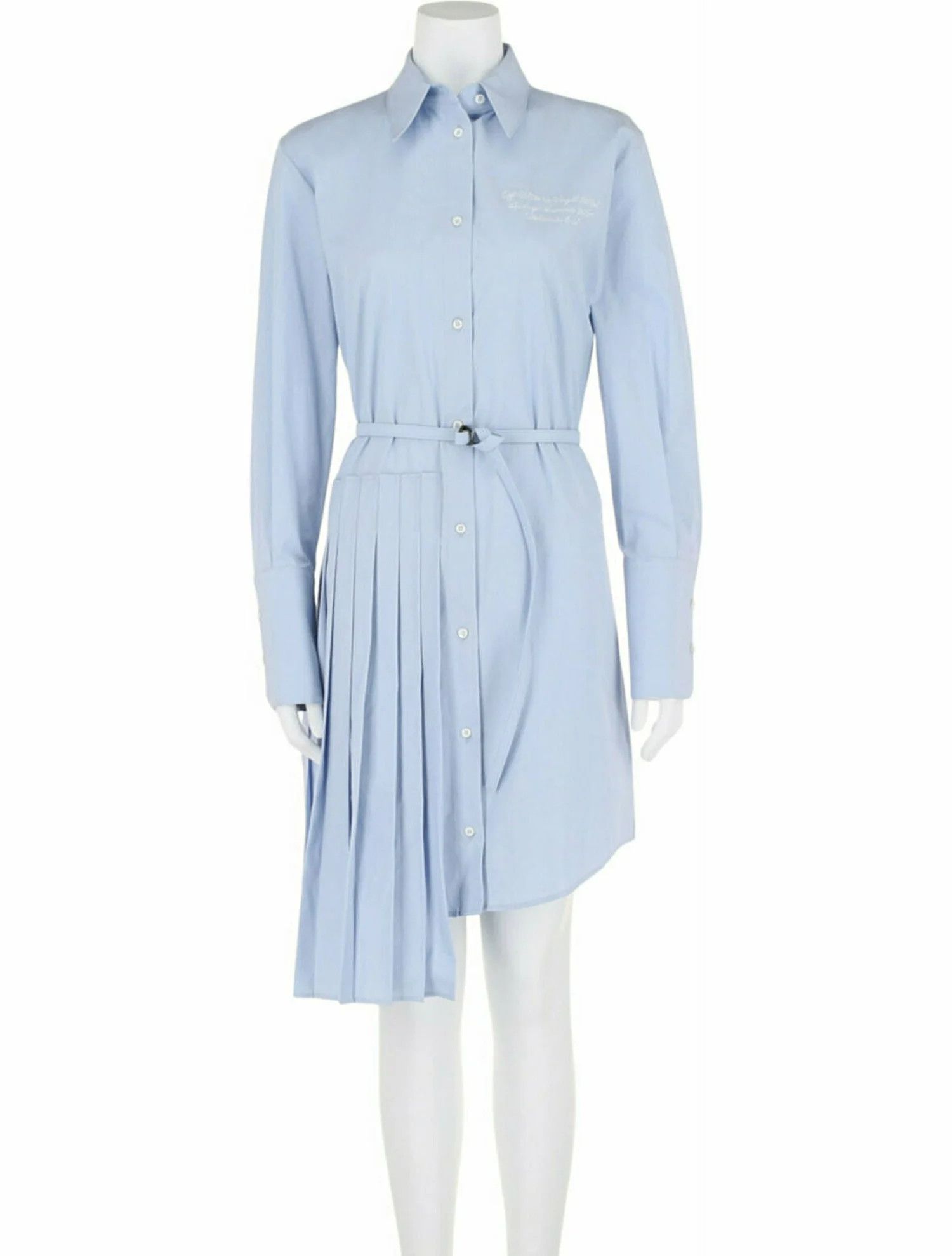 Off-White o1mle0824 Shirt Dress in Blue Size XS / US 0-2 / IT 36-38 - 1 Thumbnail