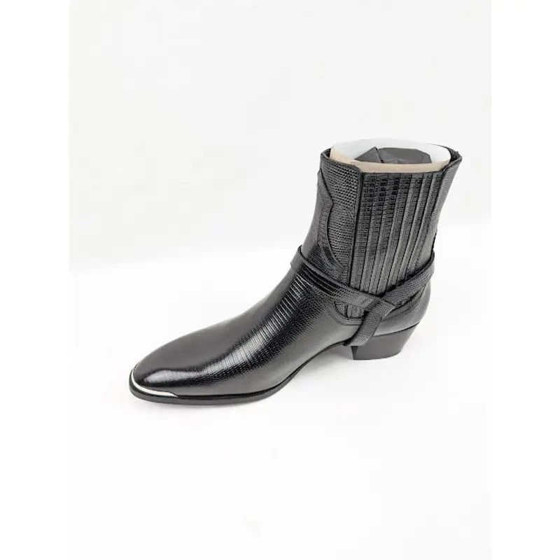 Celine o1rshd1 Chelsea Lizard Stamped Calfskin Issac Boots in Black Size US 7 / EU 40 - 8 Thumbnail