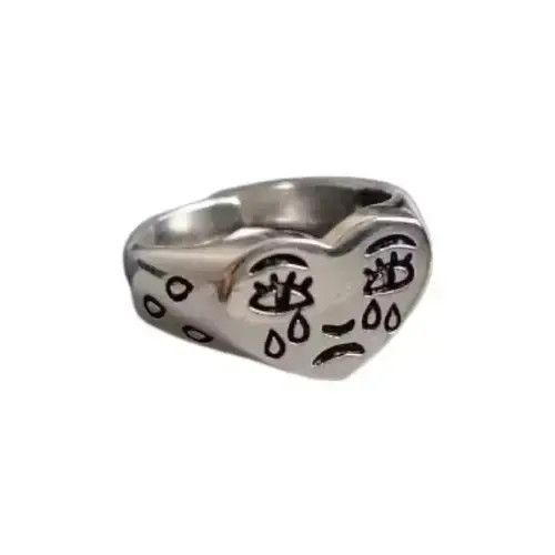 Jewelry Silver Color Crying Heart Ring, Men's