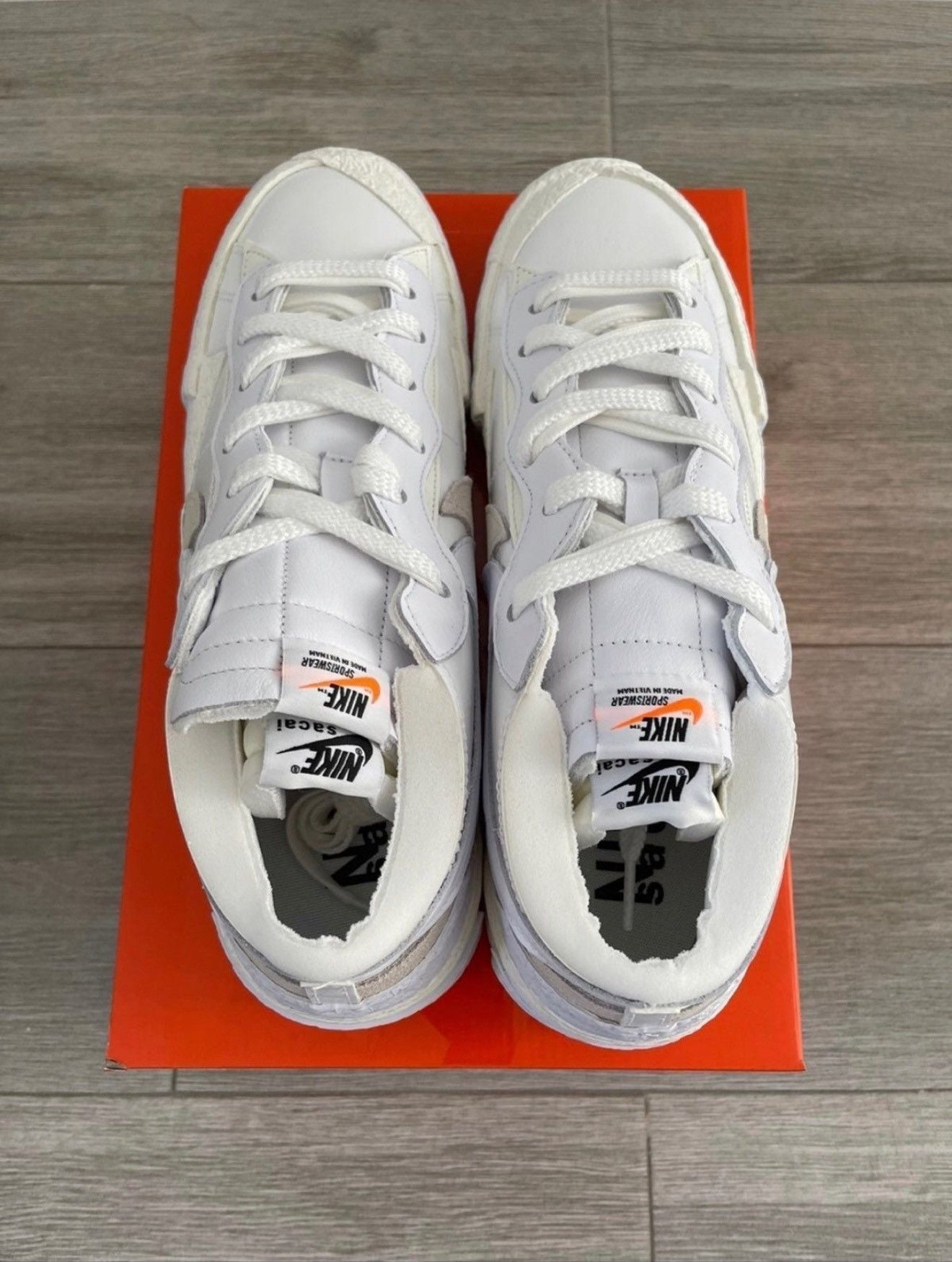 Nike × Sacai Sacai Nike Blazer Low White Patent Leather White Sail Sz 12 Size US 12 / EU 45 - 6 Thumbnail