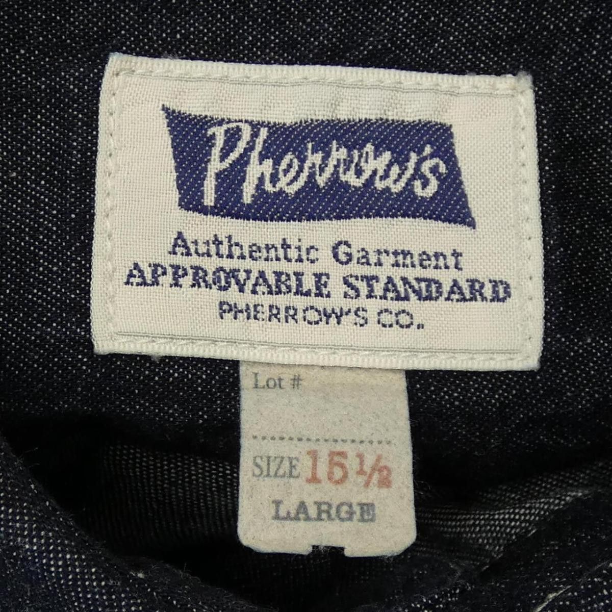 Pherrow's Shirt Cotton Button Up Plain Long Sleeve Navy Size US L / EU 52-54 / 3 - 7 Thumbnail