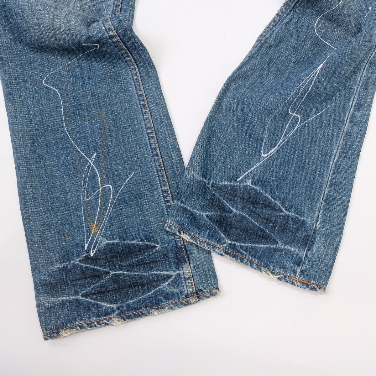 Japanese Brand Root Three paint splatter distressed flared jeans Size US 30 / EU 46 - 5 Thumbnail