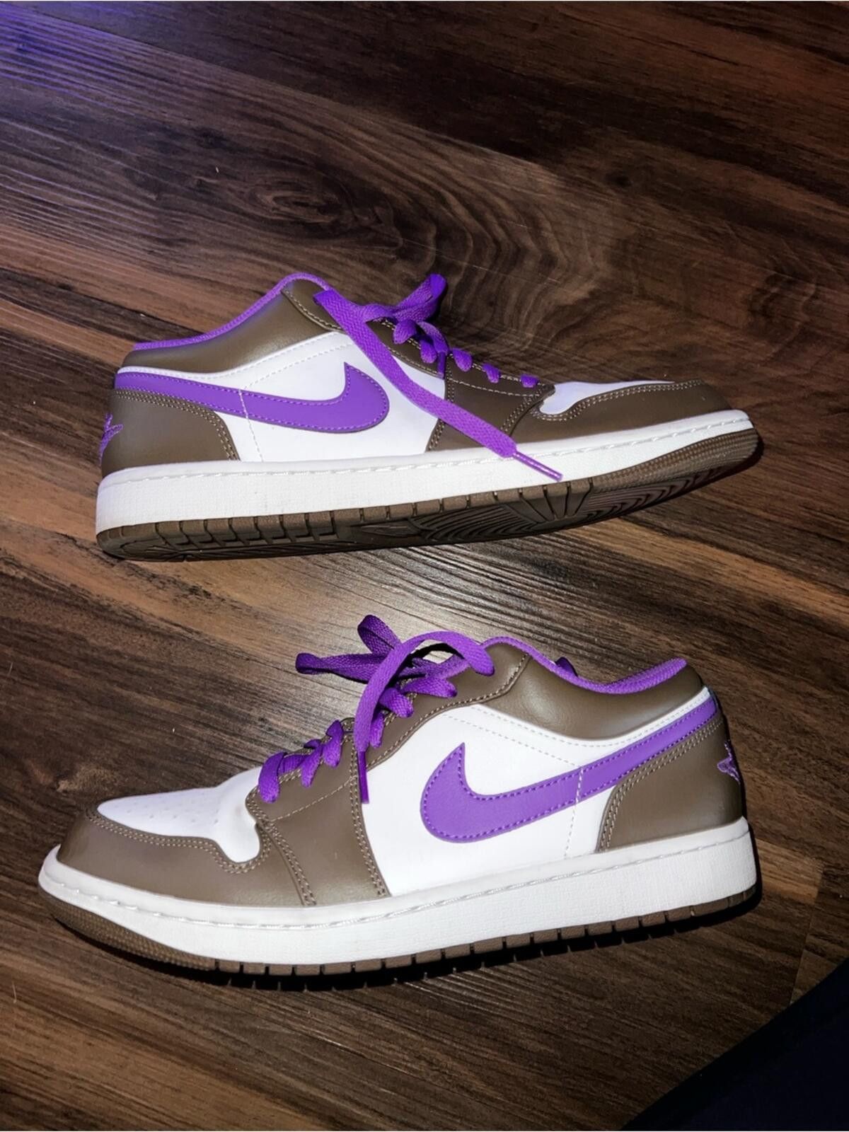Jordan Brand Air Jordan 1 Low | Men’s Size 10 Brown, White & Purple Check Size US 10 / EU 43 - 1 Thumbnail