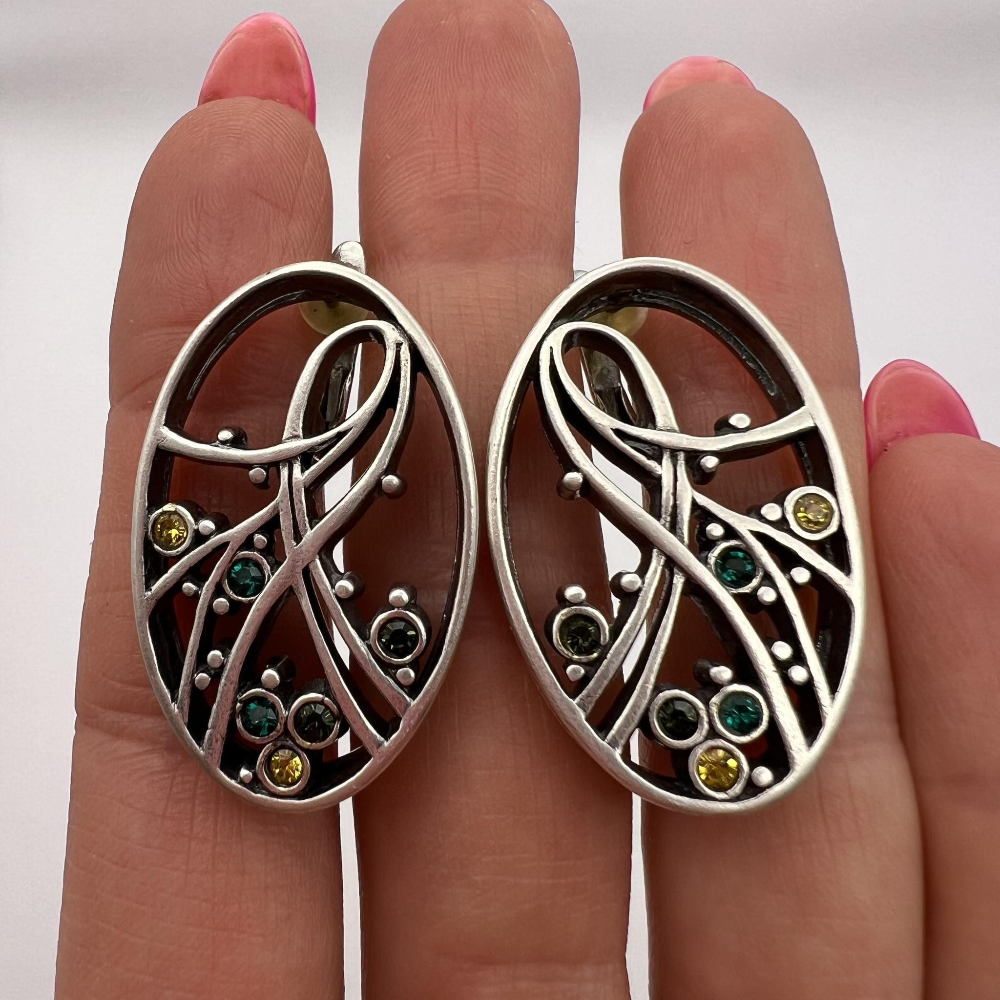 Jewelry × Sterling Silver × Vintage Vintage Sterling Silver 925 Stud Earrings Marked 16.7 gr Size ONE SIZE - 5 Thumbnail