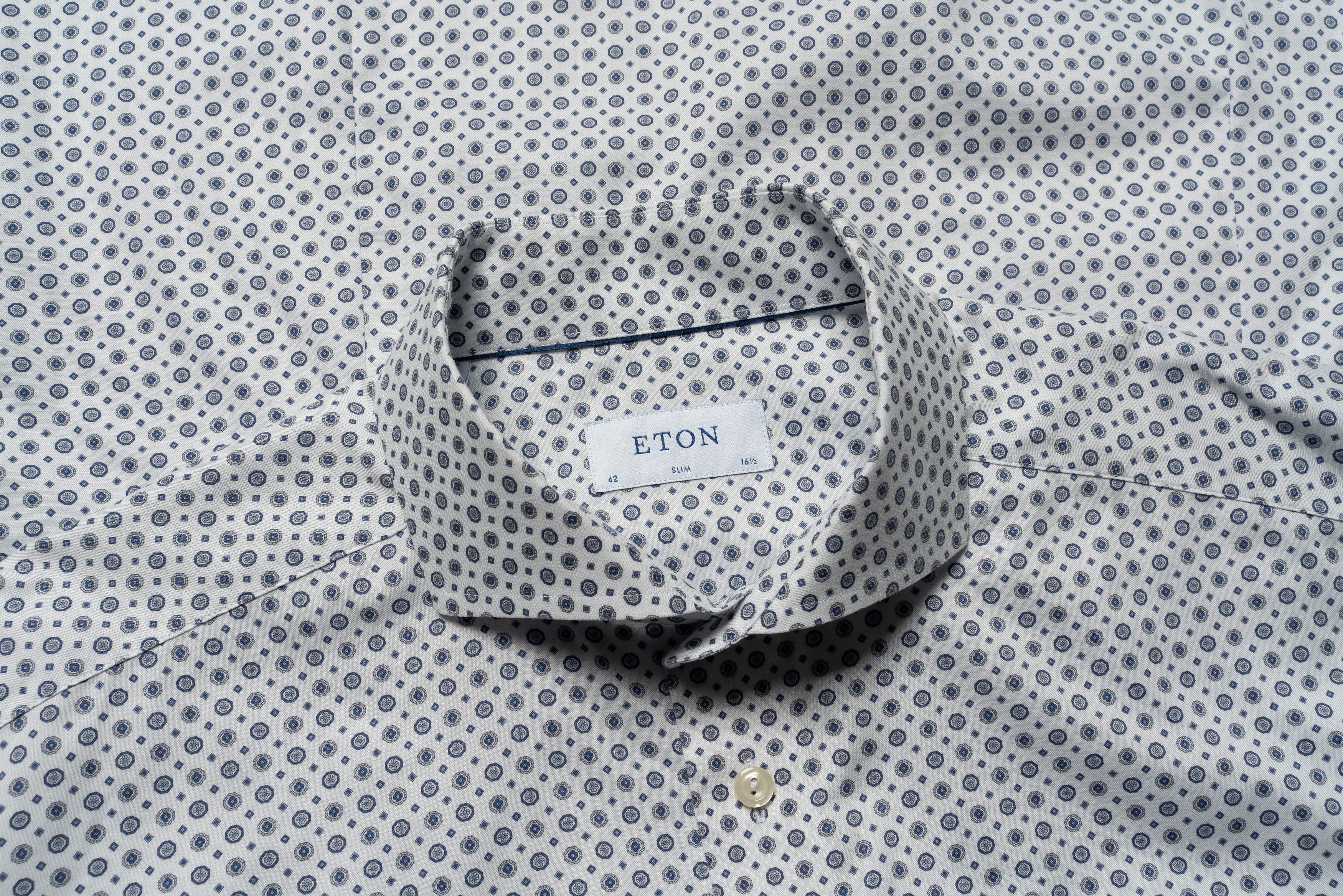Eton 🔵 ETON Print Signature Twill Cotton Button Up Shirt Size US L / EU 52-54 / 3 - 1 Thumbnail