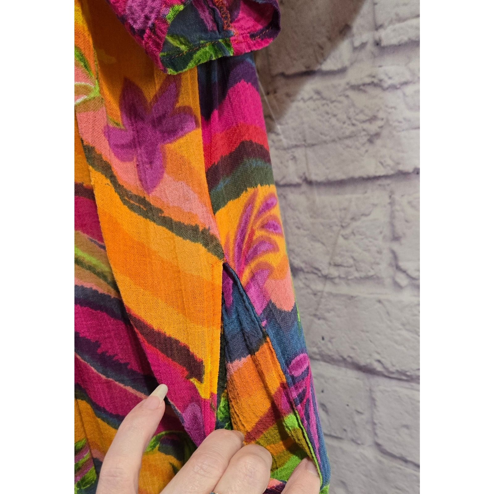 Other Serengeti Orange Pink Multicolor Smocked Maxi Dress L Flowy Size L / US 10 / IT 46 - 3 Thumbnail