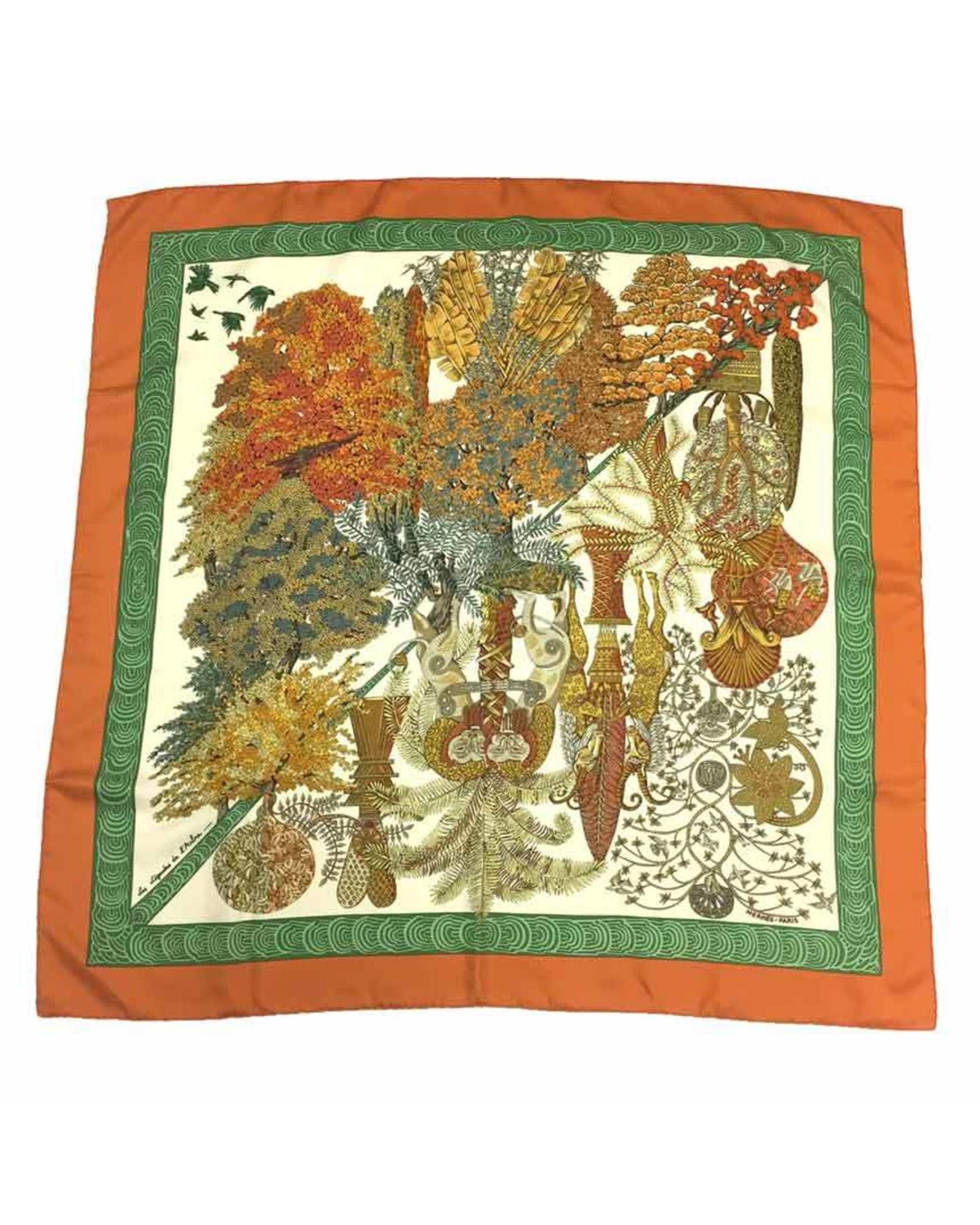 image of Hermes Vibrant Silk Scarf in Orange, Women's