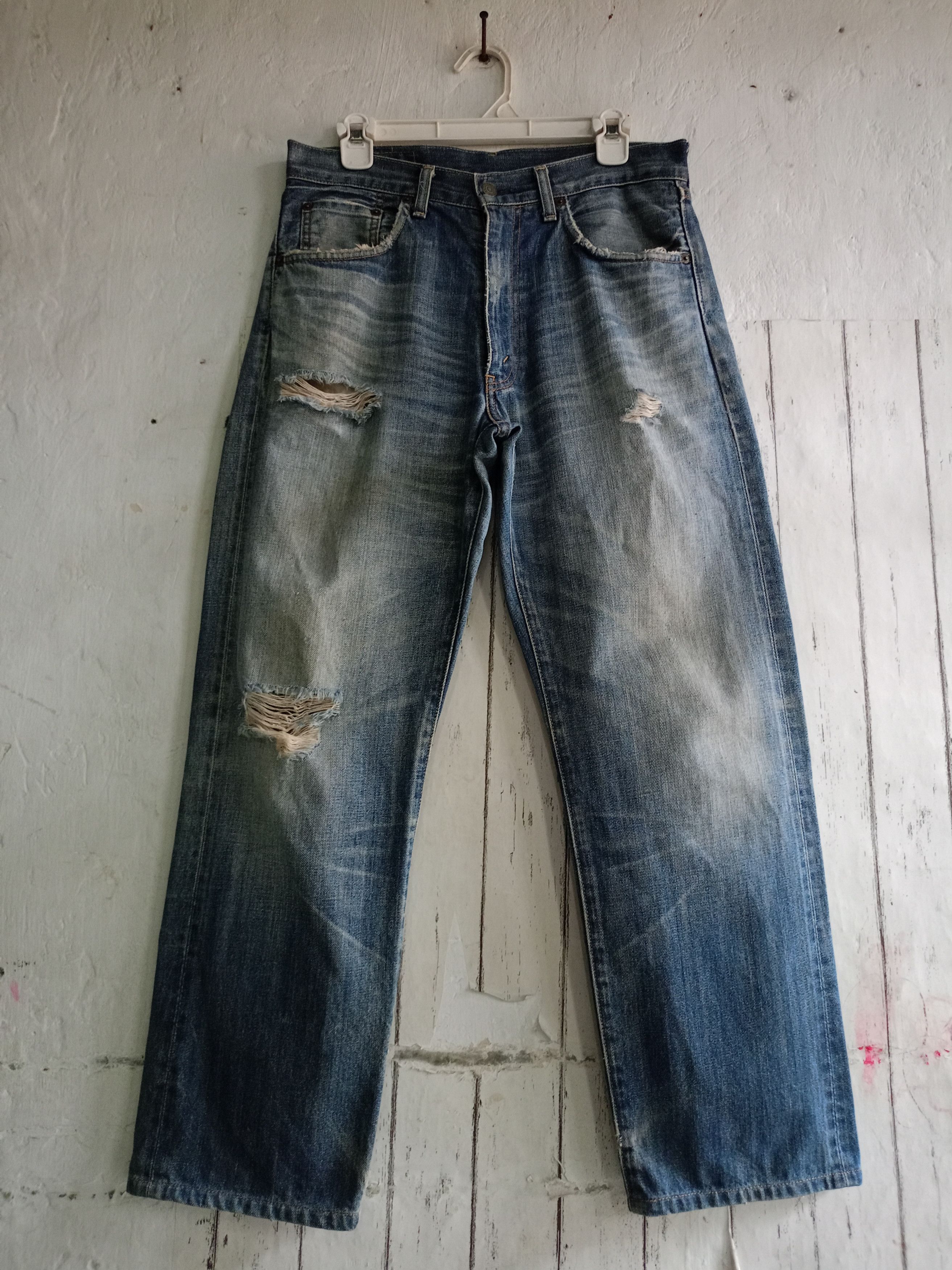 Levi's Vintage Clothing Vintage Levi's 502 Selvedge Distressed Denim Pants Size US 32 / EU 48 - 1 Thumbnail