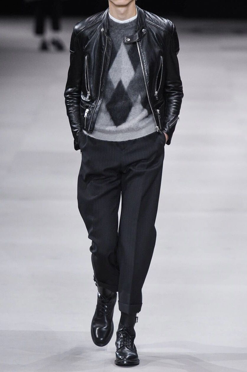 Celine × Hedi Slimane A/W 2019 Runway Argyle Mohair Sweater (AW19/FW19, Knit) Size US XL / EU 56 / 4 - 8 Thumbnail