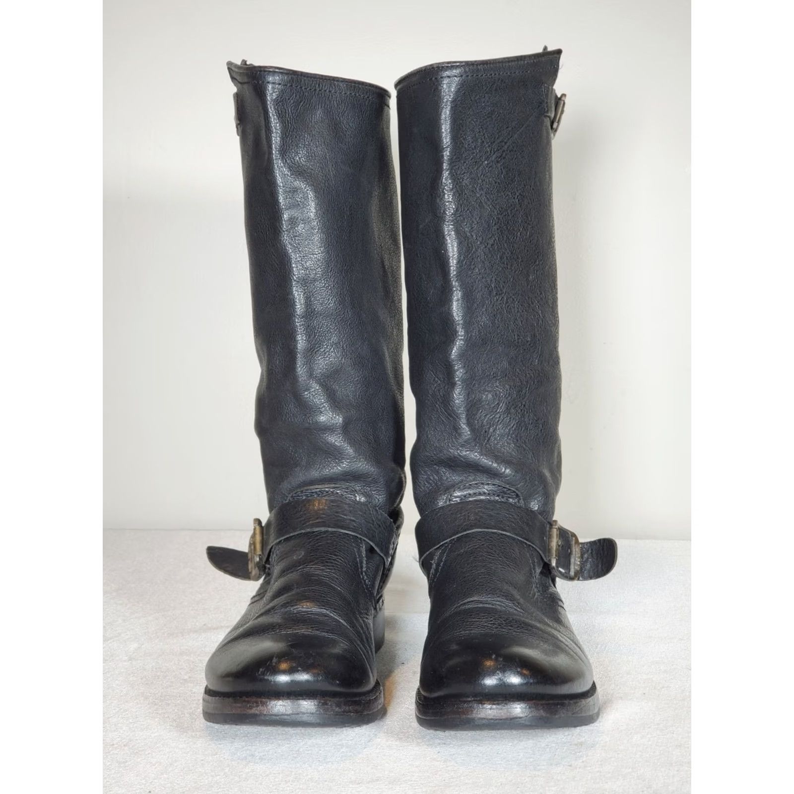 Frye FRYE Veronica Slouch Boots Black Leather 77605 Double Buckle Women’s US 9.5 B Boots Size US 10 / IT 40 - 6 Thumbnail