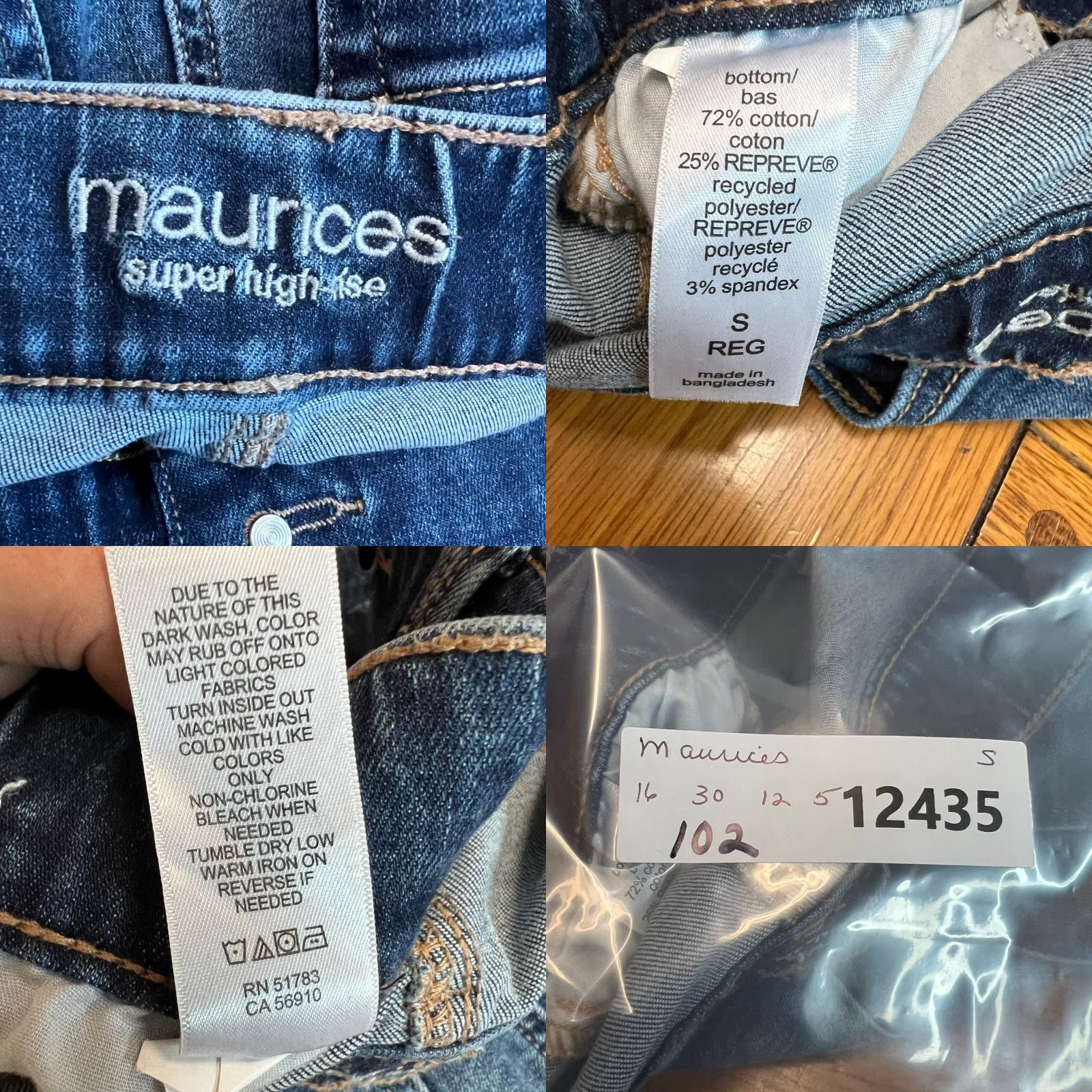 Vintage Maurice's Jeans Denim Skinny S 32x29 Blue Distressed 90s Bohemian City Womens Regular Skinny Jeans Size 28" / US 6 / IT 42 - 8 Thumbnail