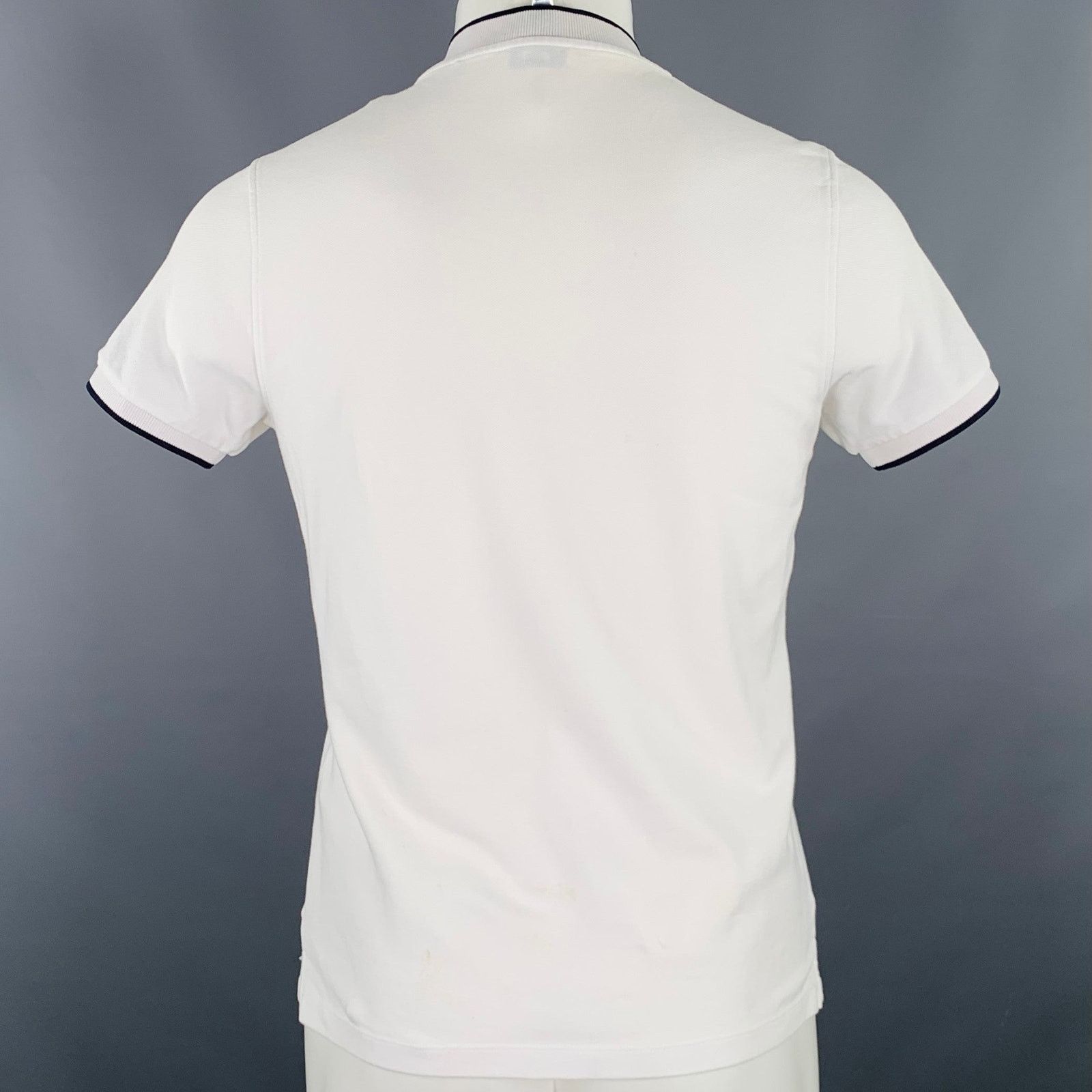 Sandro SANDRO S White Black Contrast Trim Cotton Collarless Polo Size US S / EU 44-46 / 1 - 4 Thumbnail