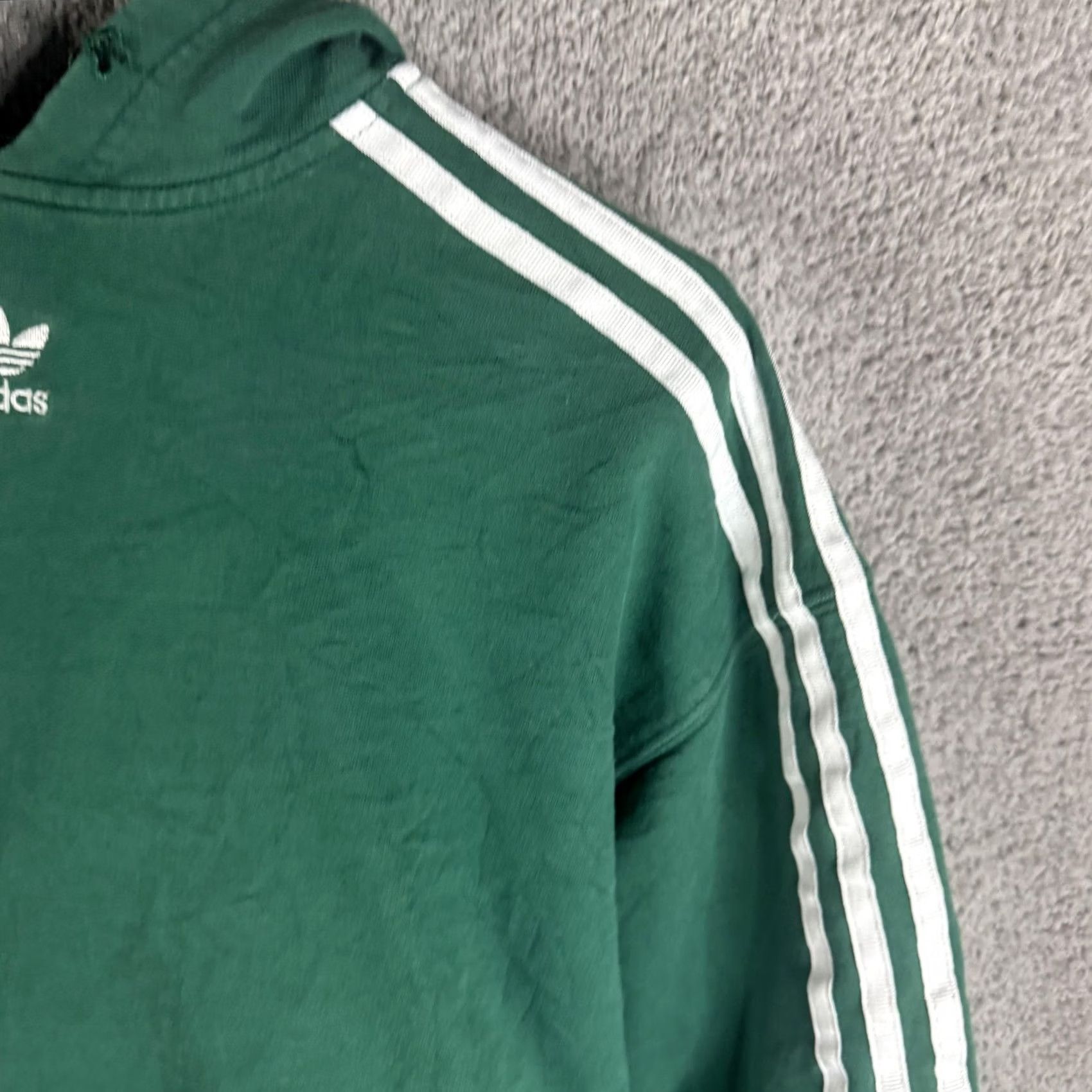 Adidas adidas Hoodie Womens Small Green Cropped 3-Stripes Trefoil Pullover Originals Size S / US 4 / IT 40 - 4 Thumbnail