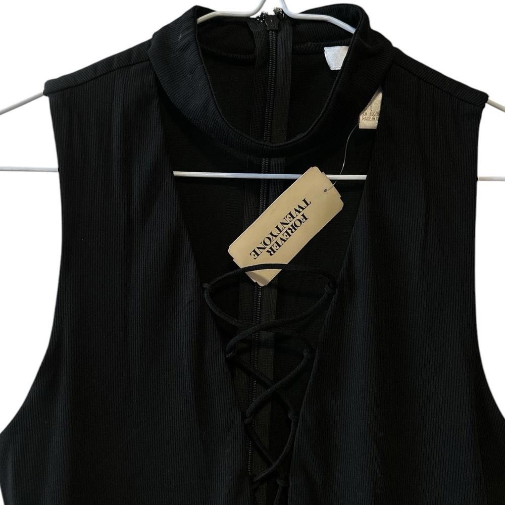 Forever 21 BNWT Forever 21 Black Ribbed Lace-Up Bodysuit Size S / US 4 / IT 40 - 2 Thumbnail
