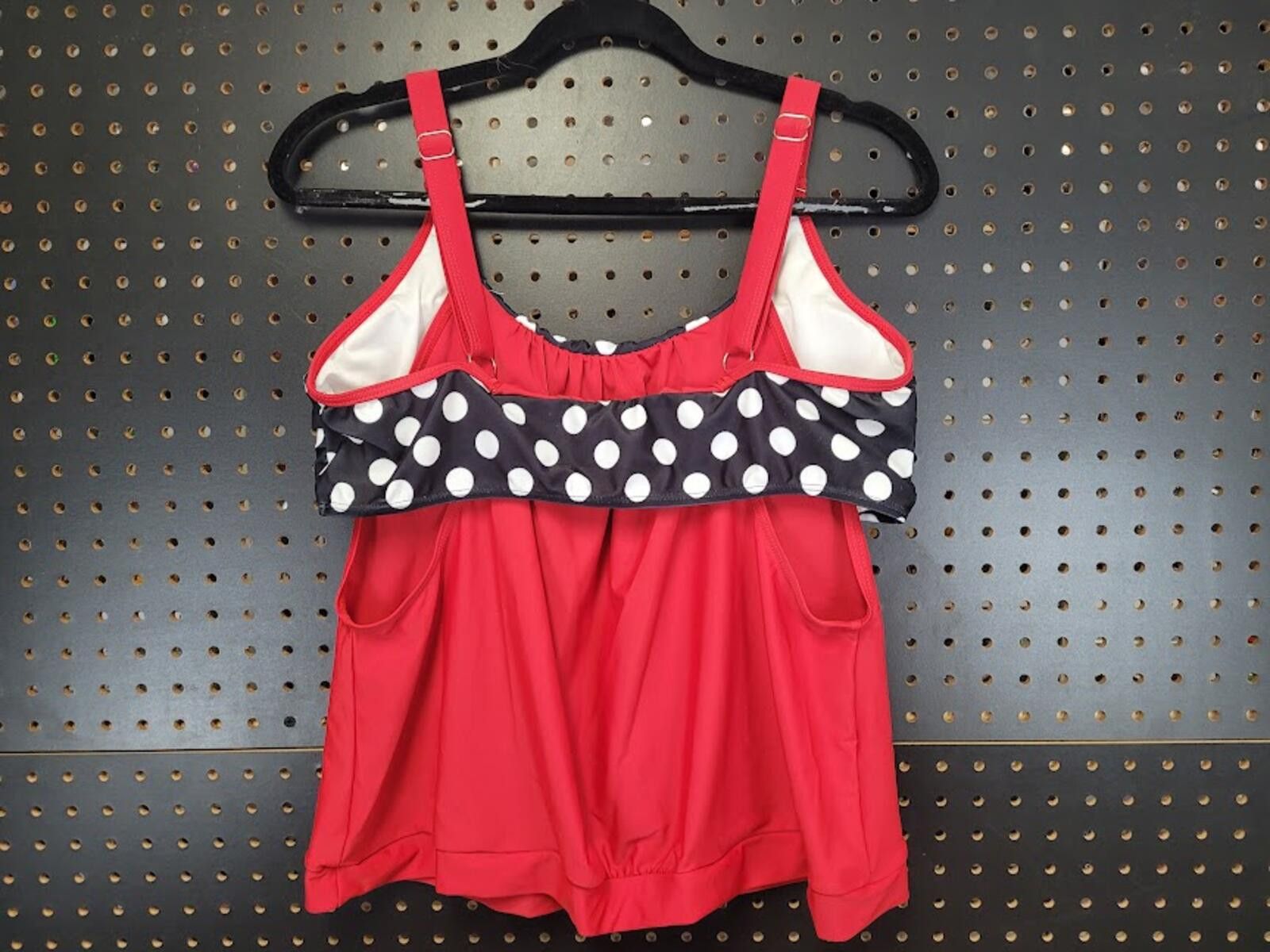 The Unbranded Brand Red Polka Dot Blouson Tankini Top – Adjustable Straps Size XL / US 12-14 / IT 48-50 - 2 Thumbnail