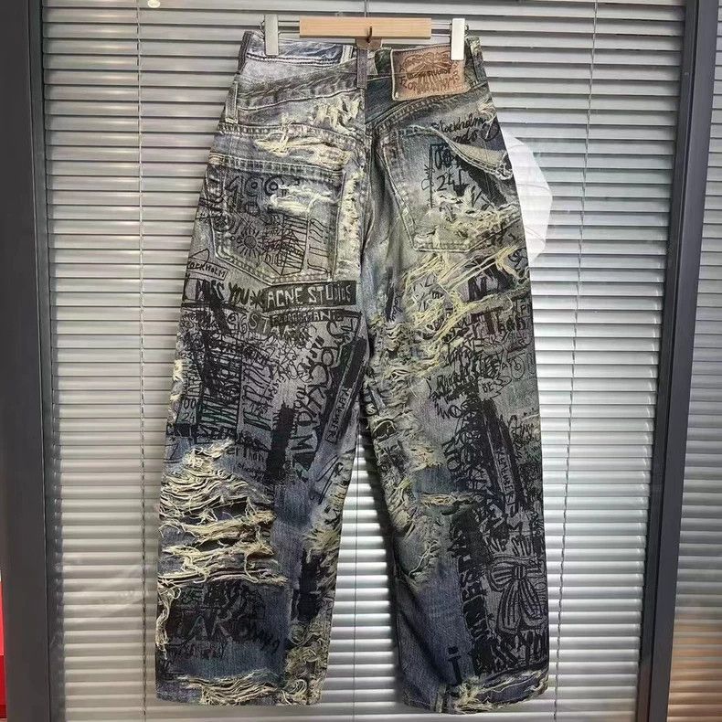 Acne Studios acne studios Print graffiti and wear out jeans 2505-Nextarr Size US 28 / EU 44 - 2 Thumbnail