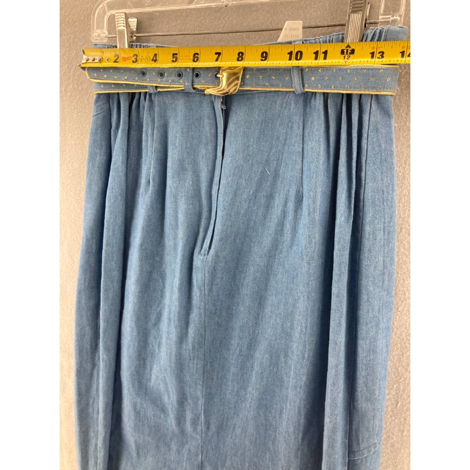 Vintage VINTAGE City Girl Skirt Womens 10 USA Made Belted Elastic Waist A-Line Long Blue 80s 90s Womens Clothing Size 32" / US 10 / IT 46 - 2 Thumbnail