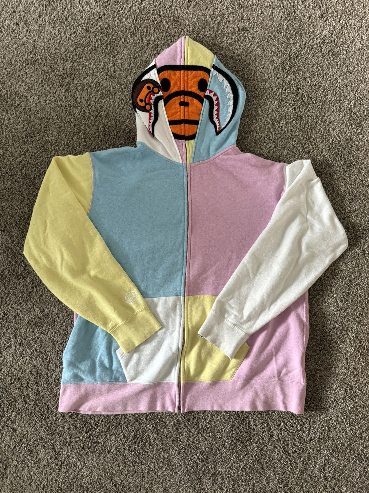 Image of Bape Baby Milo Shark Full Zip Hoodie, Men's (Size 2XL)