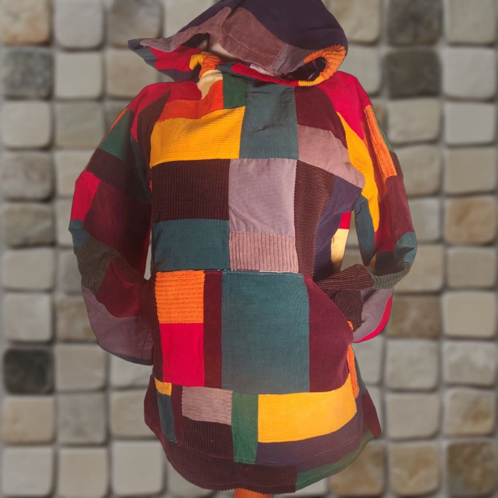 Rainbow Handmade Rainbow Patchwork Pullover Hoodie XS/S Unisex Festival Bohemian Size XS / US 0-2 / IT 36-38 - 1 Thumbnail