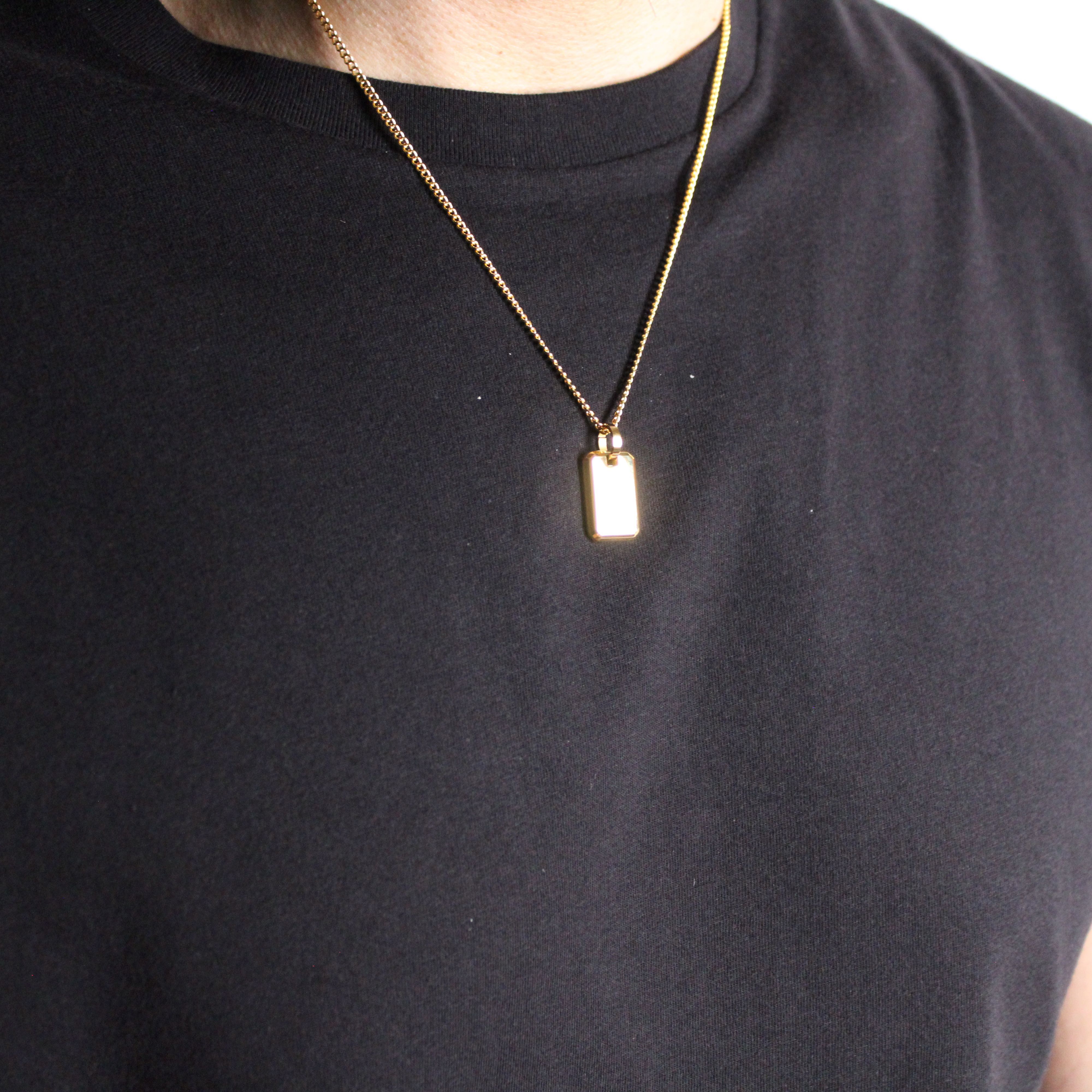 Jewelry Gold Tag Pendant Chain Necklace Size ONE SIZE - 5 Thumbnail