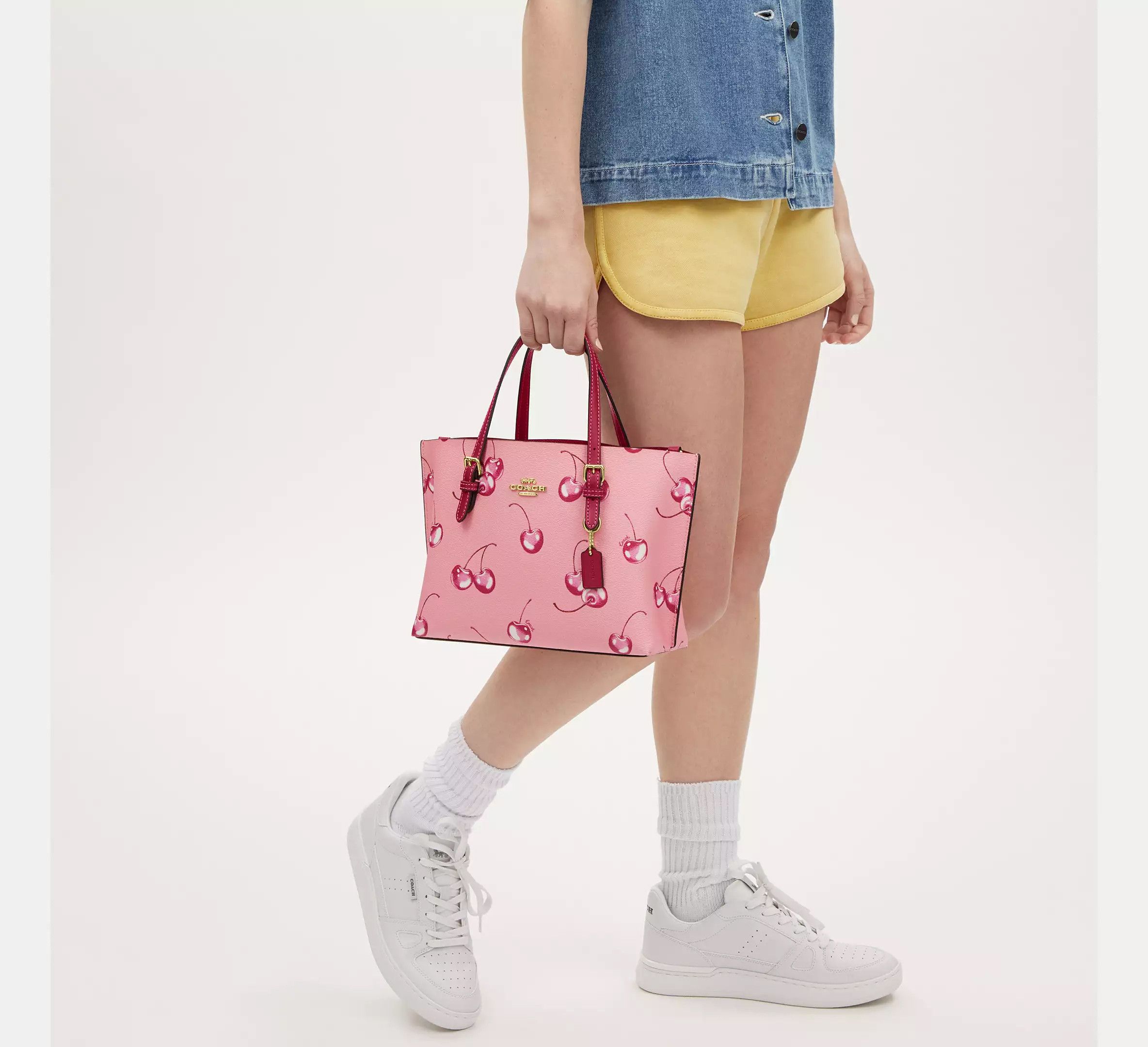 Coach 🍒 Mollie Tote Bag 25 With Cherry Print CR293 Size ONE SIZE - 10 Thumbnail