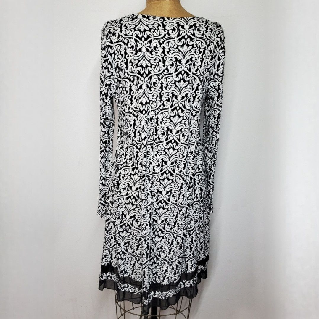Anne Klein Anne Klein Size M/L Dress Jersey Shift Black Damask Floral Size L / US 10 / IT 46 - 5 Thumbnail