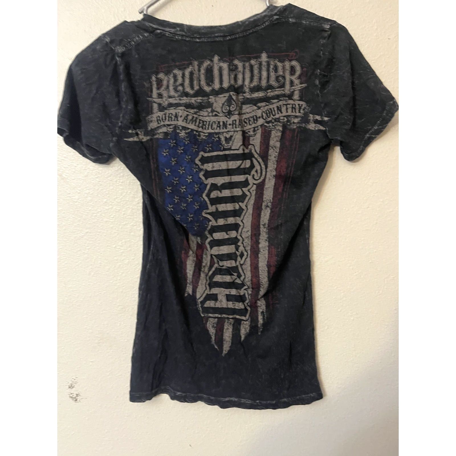 CO Red Chapter Clothing Co Women Small V-Neck T Shirt Born American Raised Country Size S / US 4 / IT 40 - 2 Thumbnail
