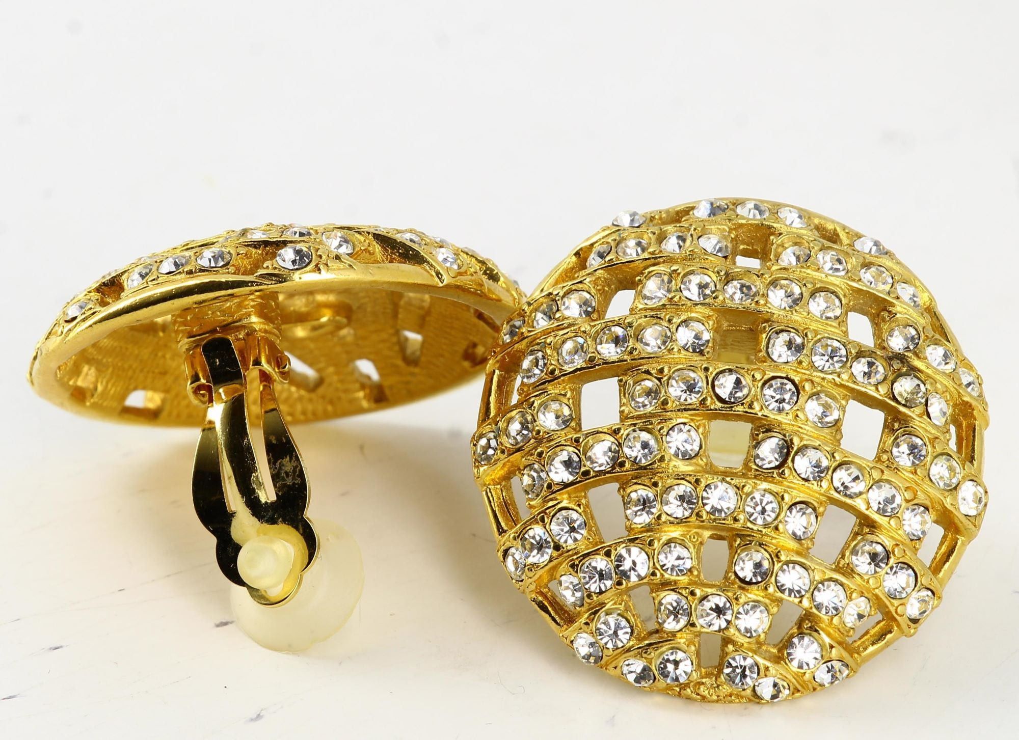 image of Vintage Golden Strass Clip Earrings Goosens Paris, Women's
