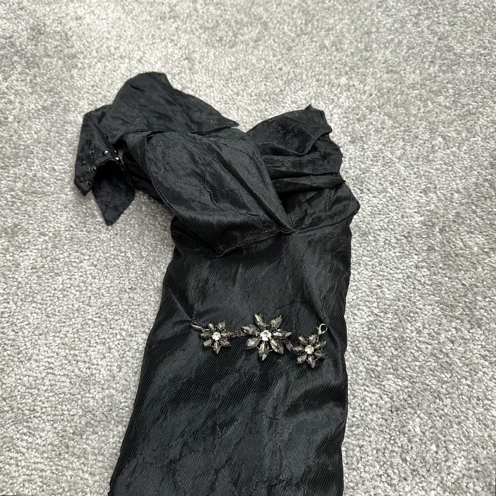 Vintage DM Confeccoes Sheer Blouse Women M Black Turtleneck Bow Lightweight Studded Dress Shirt Tunic Style Casual Sleeve Regular Chiffon Polyester Size M / US 6-8 / IT 42-44 - 7 Thumbnail