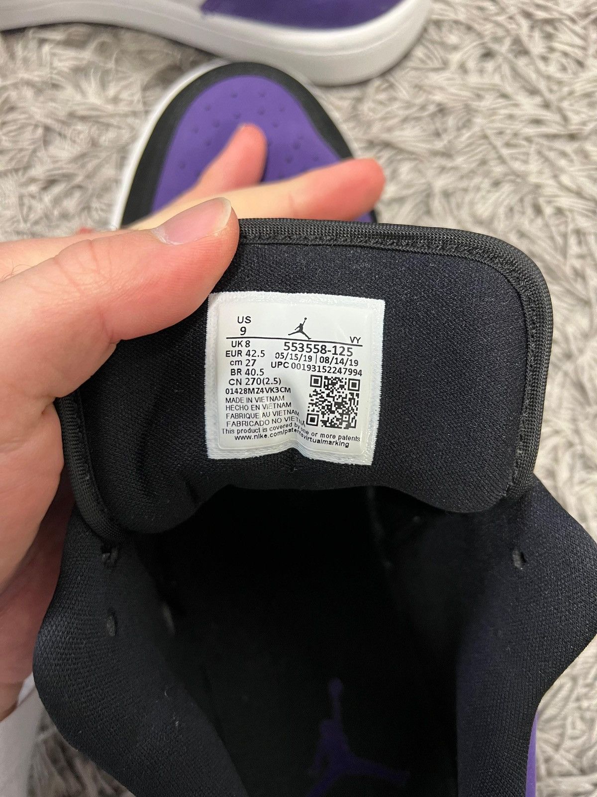Nike Jordan 1 Low Court Purple Size US 9 / EU 42 - 7 Thumbnail