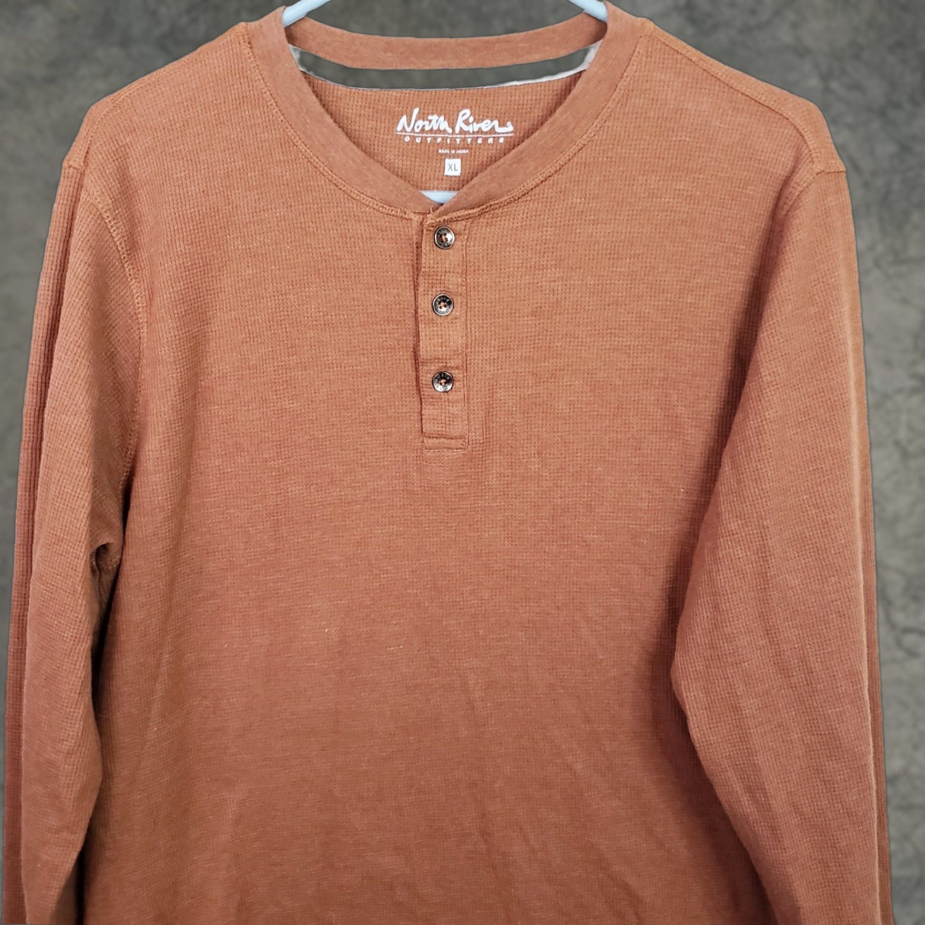 Vintage North River Outfitters Henley Shirt Men’s XL Brown Long Sleeve Button-Up Cotton Size US XL / EU 56 / 4 - 1 Thumbnail