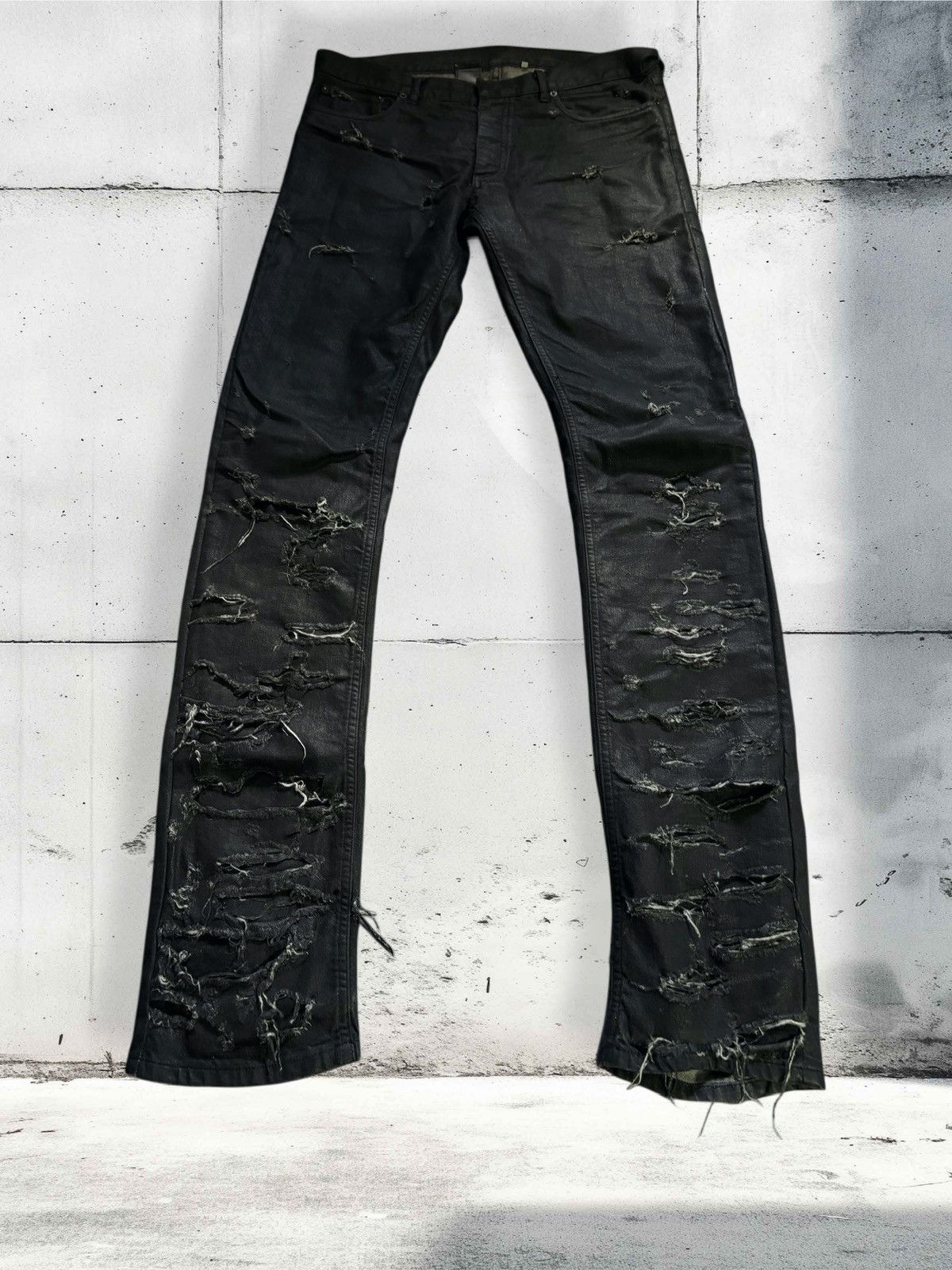 Dior × Hedi Slimane THRASHED Dior Homme SS04 “Strip” Waxed Denim