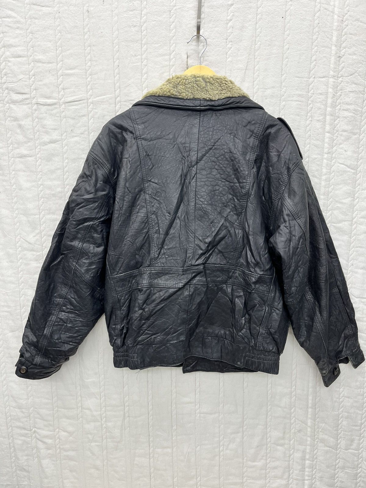Vintage ARCHIVE🔥VTG HEMMINGWAY LEATHER SHERPA BOMBER JACKET Size US L / EU 52-54 / 3 - 4 Thumbnail
