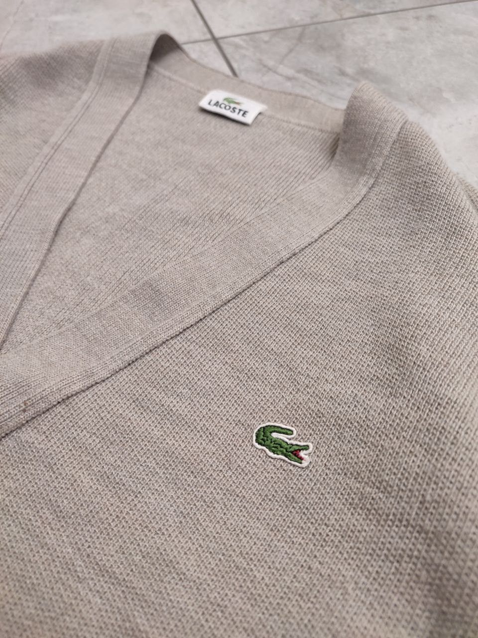 Lacoste Lacoste Beige Button Up V neck Cardigan Sweater Jumper Size US XL / EU 56 / 4 - 4 Thumbnail