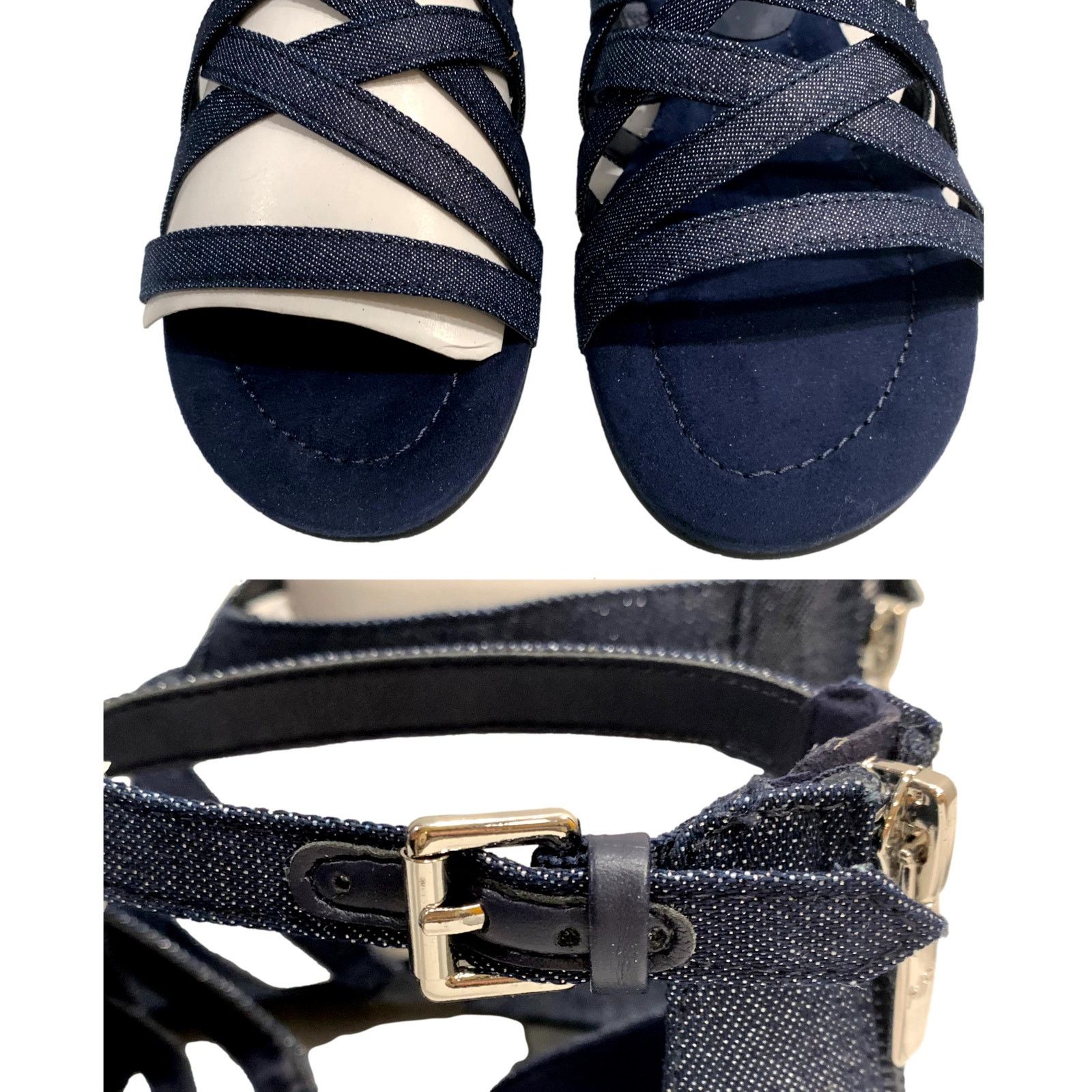 Marc Fisher NEW Marc Fisher Cross Weave Blue Glitter Flat Sandals | 7M Size US 7 / IT 37 - 3 Thumbnail