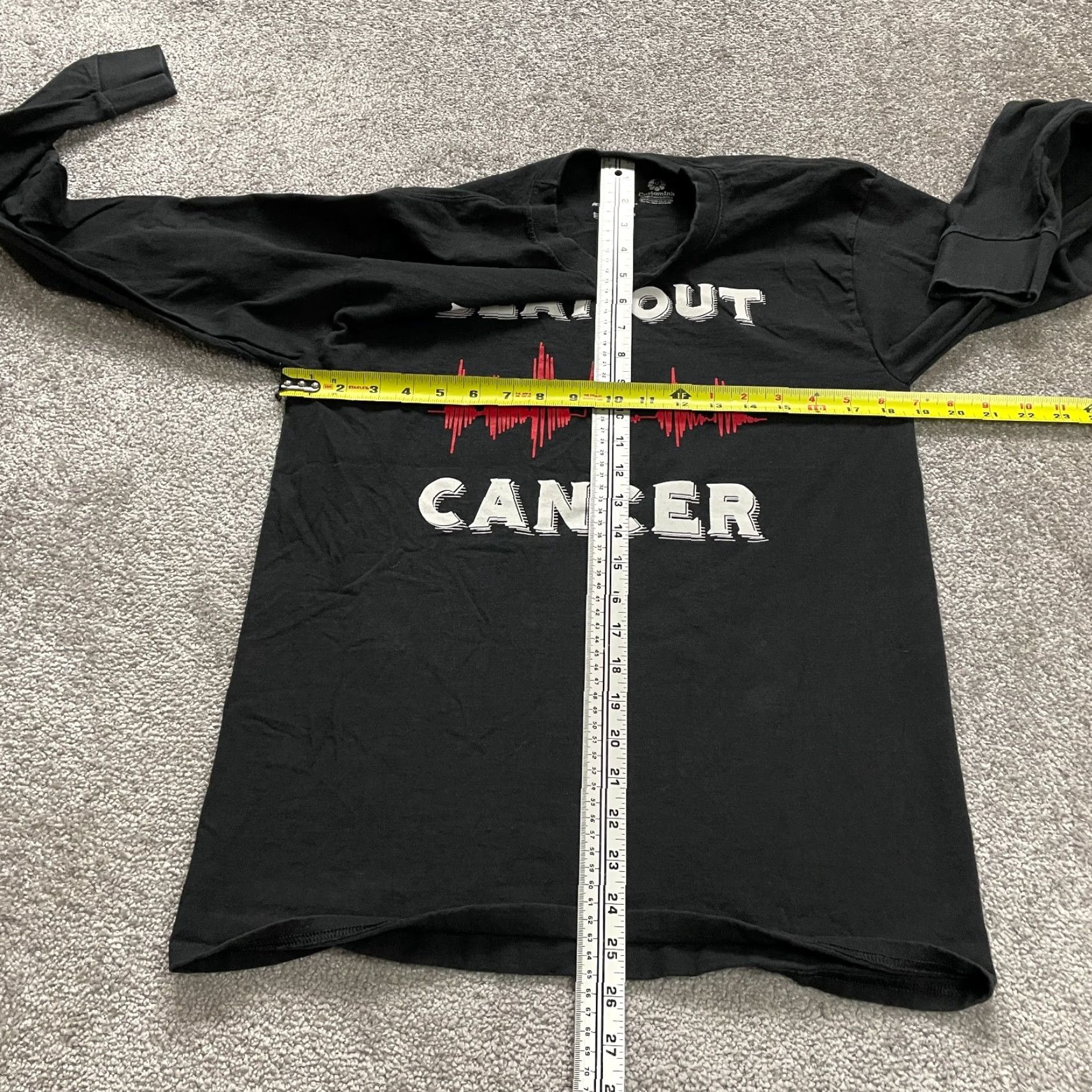 Hanes Hanes TAGLESS Long Sleeve Tee Unisex M Black Graphic Cancer Awareness Shirt Vintage: No Size US M / EU 48-50 / 2 - 7 Thumbnail