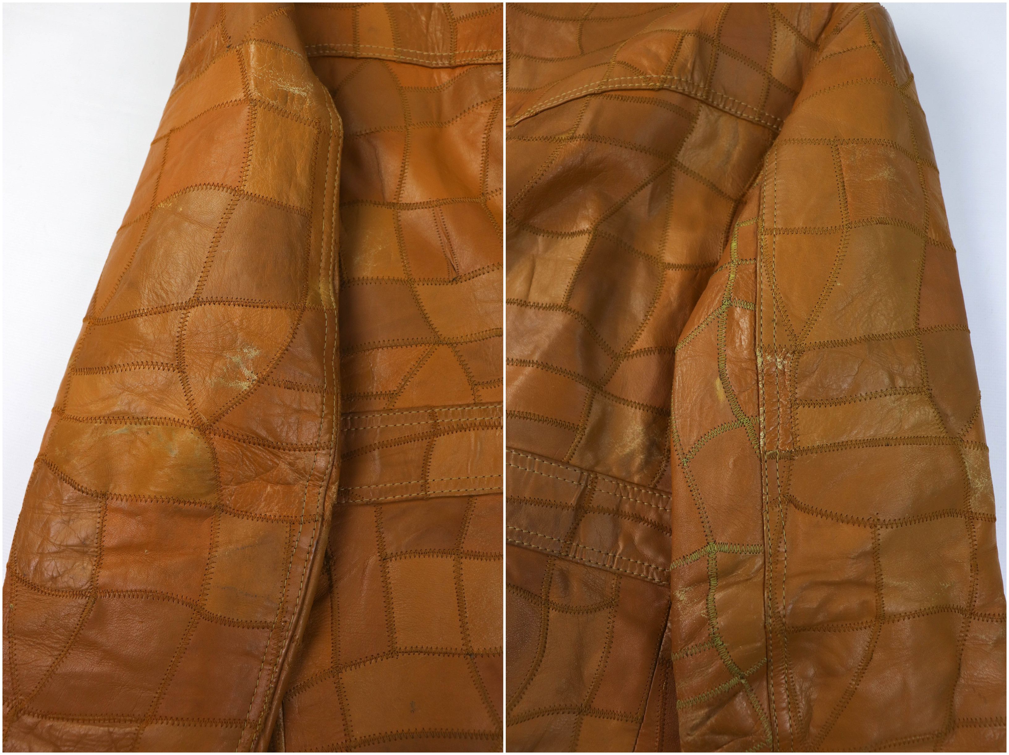Vintage 70-80s Vintage Korean Caramel Tan Patchwork Leather Jacket Size US L / EU 52-54 / 3 - 15 Thumbnail
