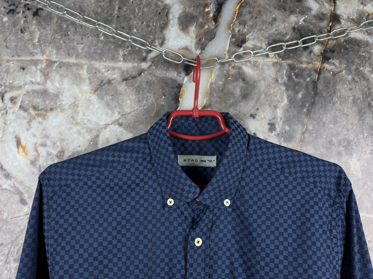 Etro Etro Men’s Button-Up Shirt Blue Checkered Pattern Long Sleev Size US M / EU 48-50 / 2 - 2 Thumbnail