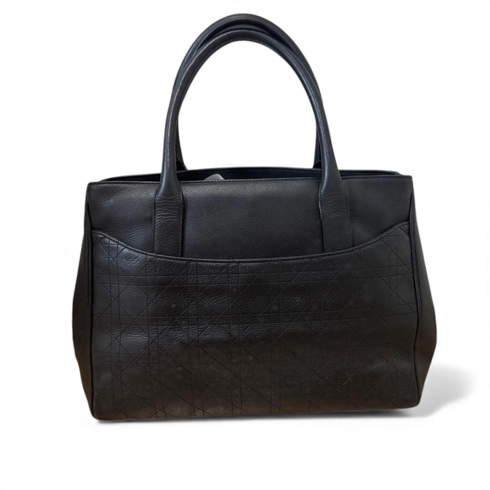 Dior Dior - Black Leather Handbag with Silver 'D' Buckles Size ONE SIZE - 3 Thumbnail