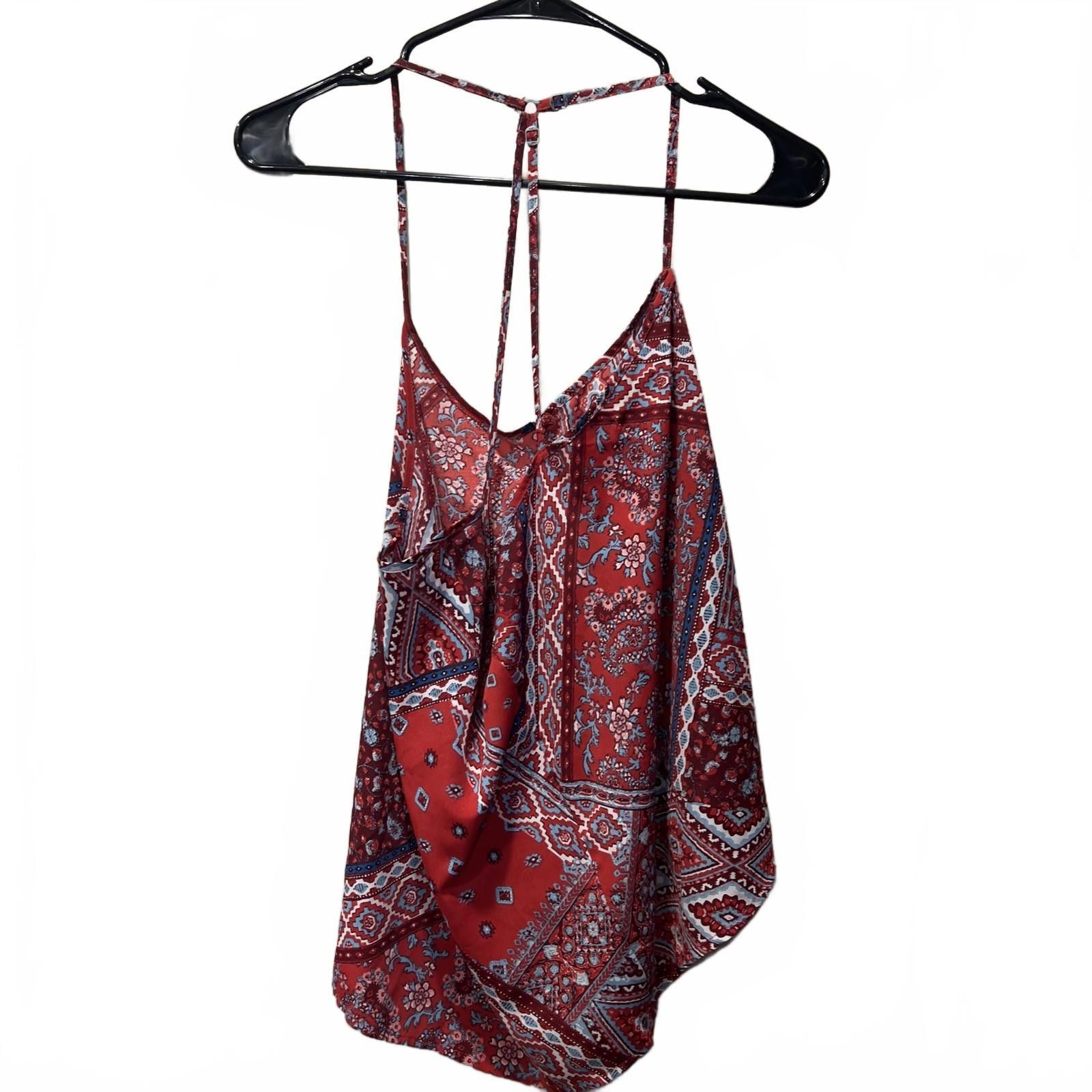 Hollister Hollister Women's Red Patterned Camisole Tank Top Size M / US 6-8 / IT 42-44 - 2 Thumbnail