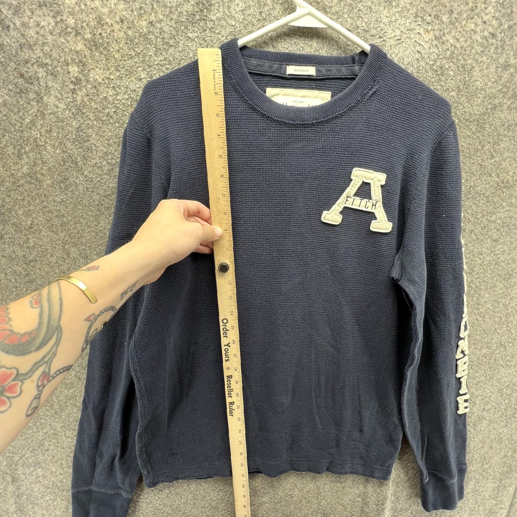 Abercrombie & Fitch Abercrombie & Fitch Shirt Mens L Blue Thermal Muscle A Logo Long Sleeve Size US L / EU 52-54 / 3 - 6 Thumbnail