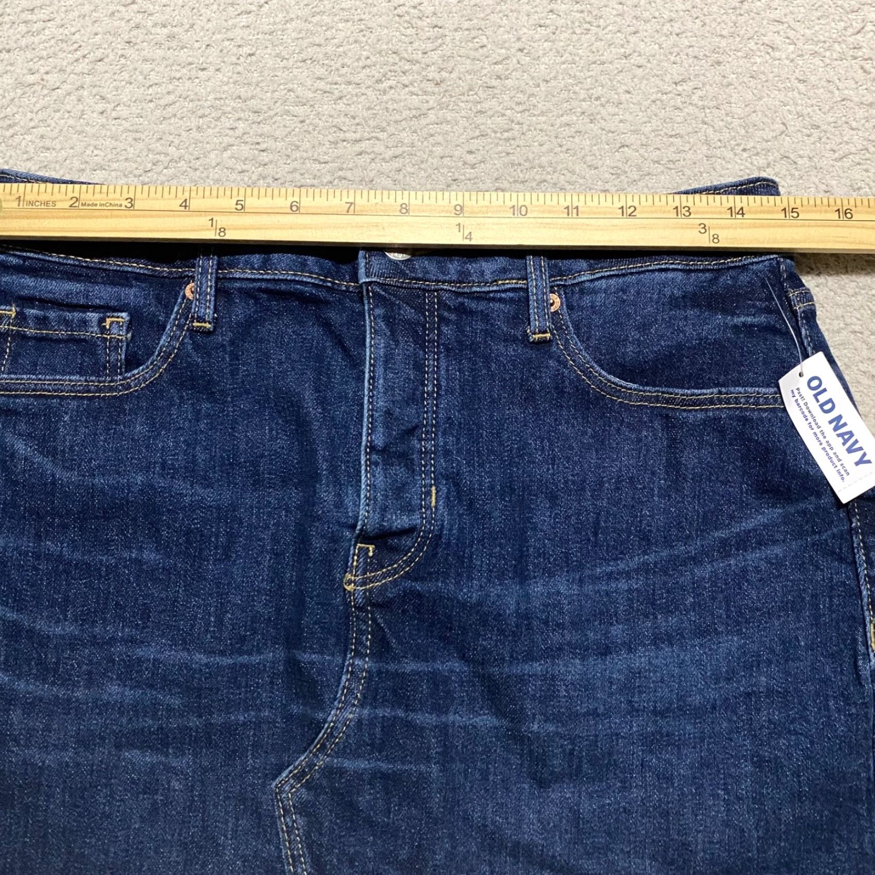 Old Navy NWT Old Navy Womens Skirt Denim Blue Dark Wash Mini High Rise 6 New with Tags Short Casual Pockets Button Front Size 28" / US 6 / IT 42 - 5 Thumbnail