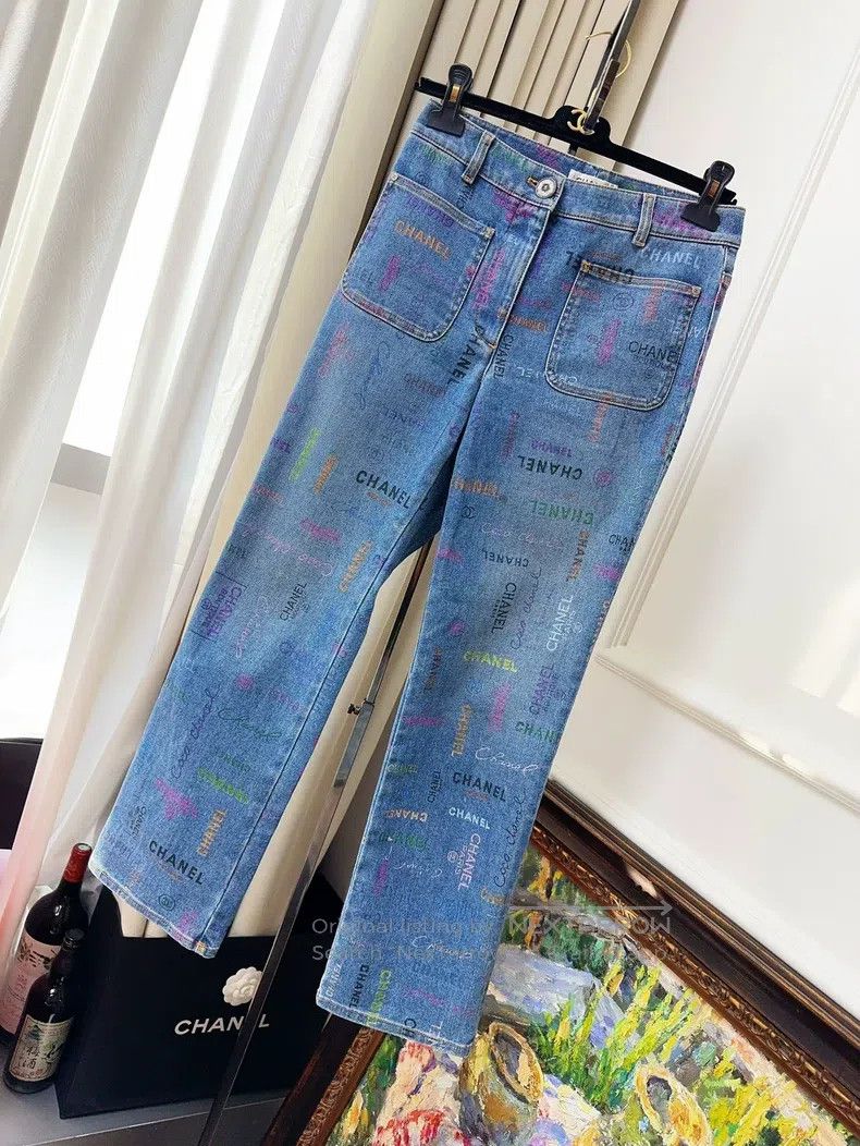 Chanel Chanel 22p popular colourful graffiti letter logo blue jea Size 25" / US 0 / IT 36 - 1 Thumbnail